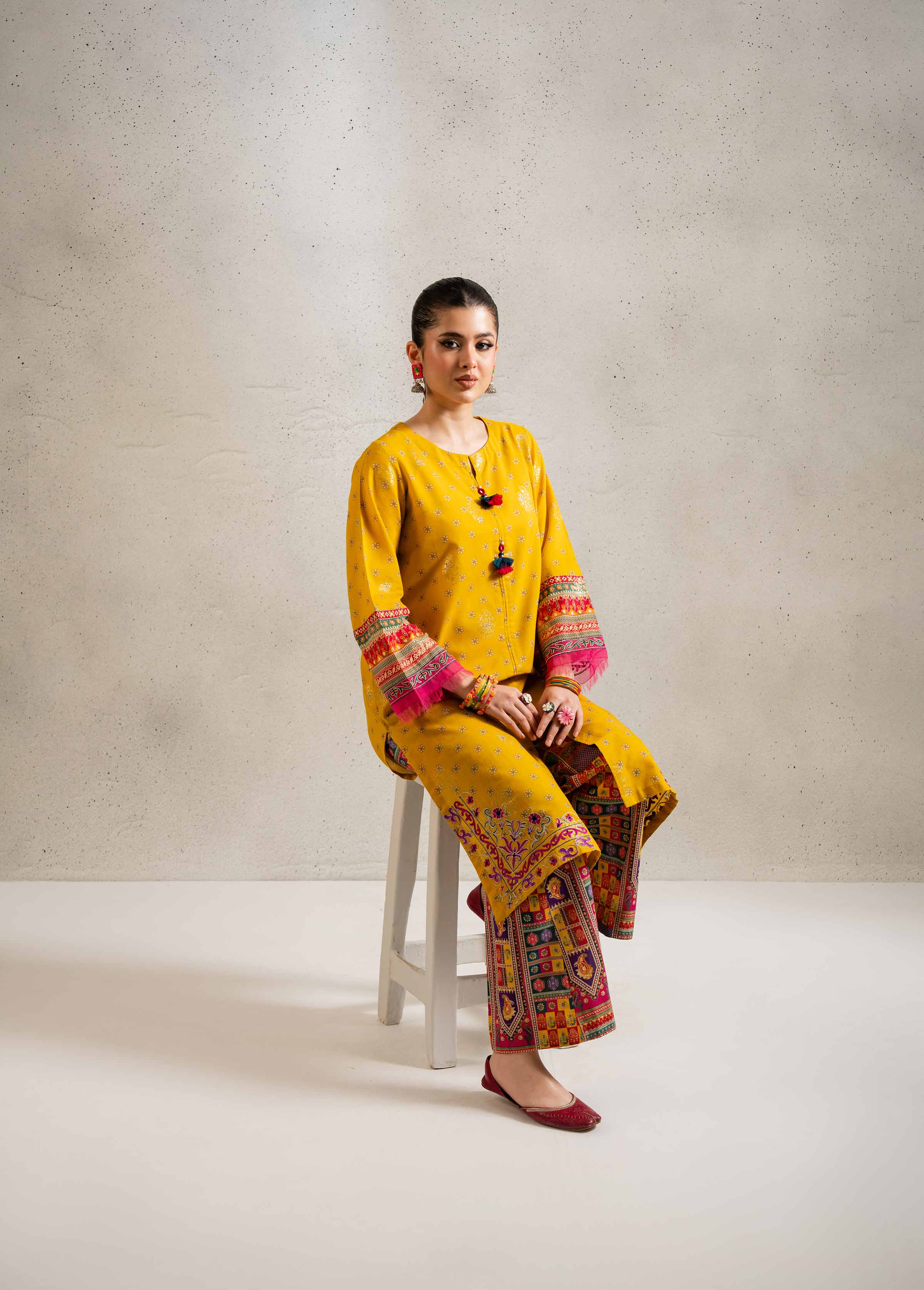2 Piece - Printed Embroidered Suit - PE25-97 - Image 6