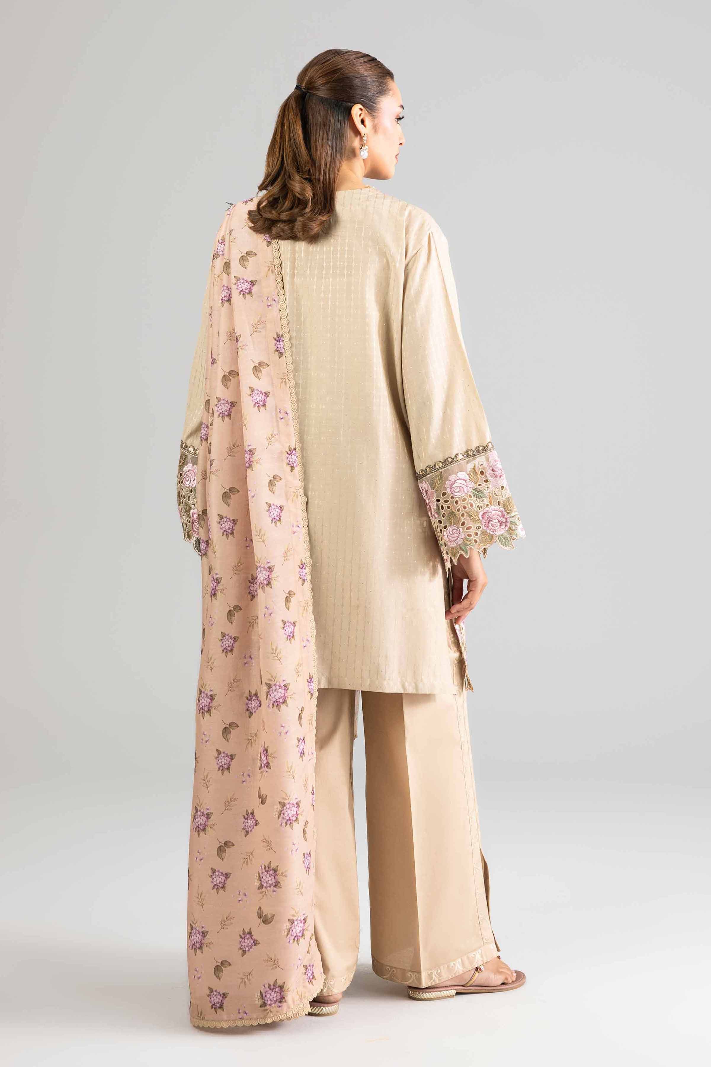 3 Piece - Printed Embroidered Suit - PE26-113 - Image 4