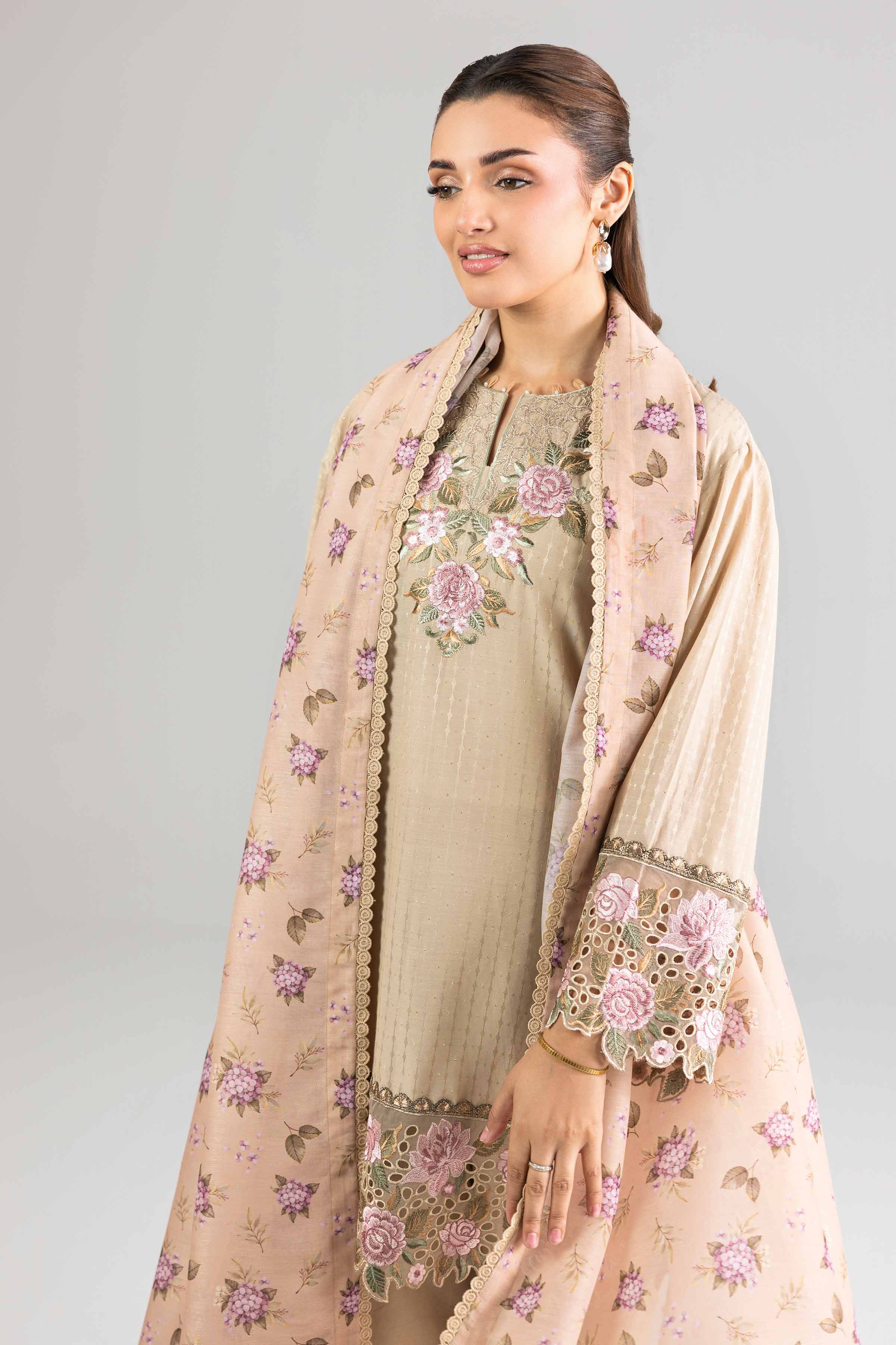 3 Piece - Printed Embroidered Suit - PE26-113 - Image 5