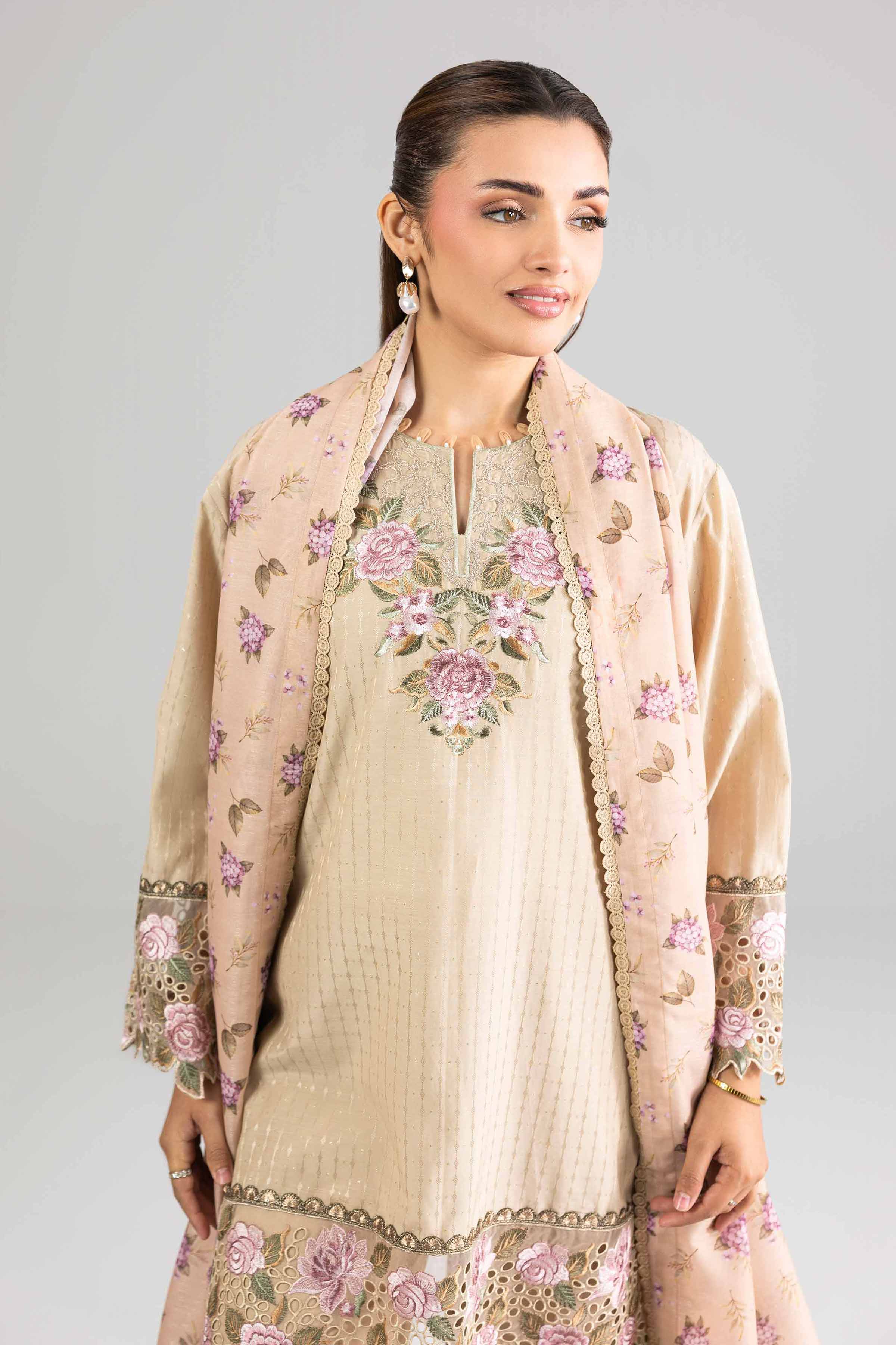 3 Piece - Printed Embroidered Suit - PE26-113 - Image 6