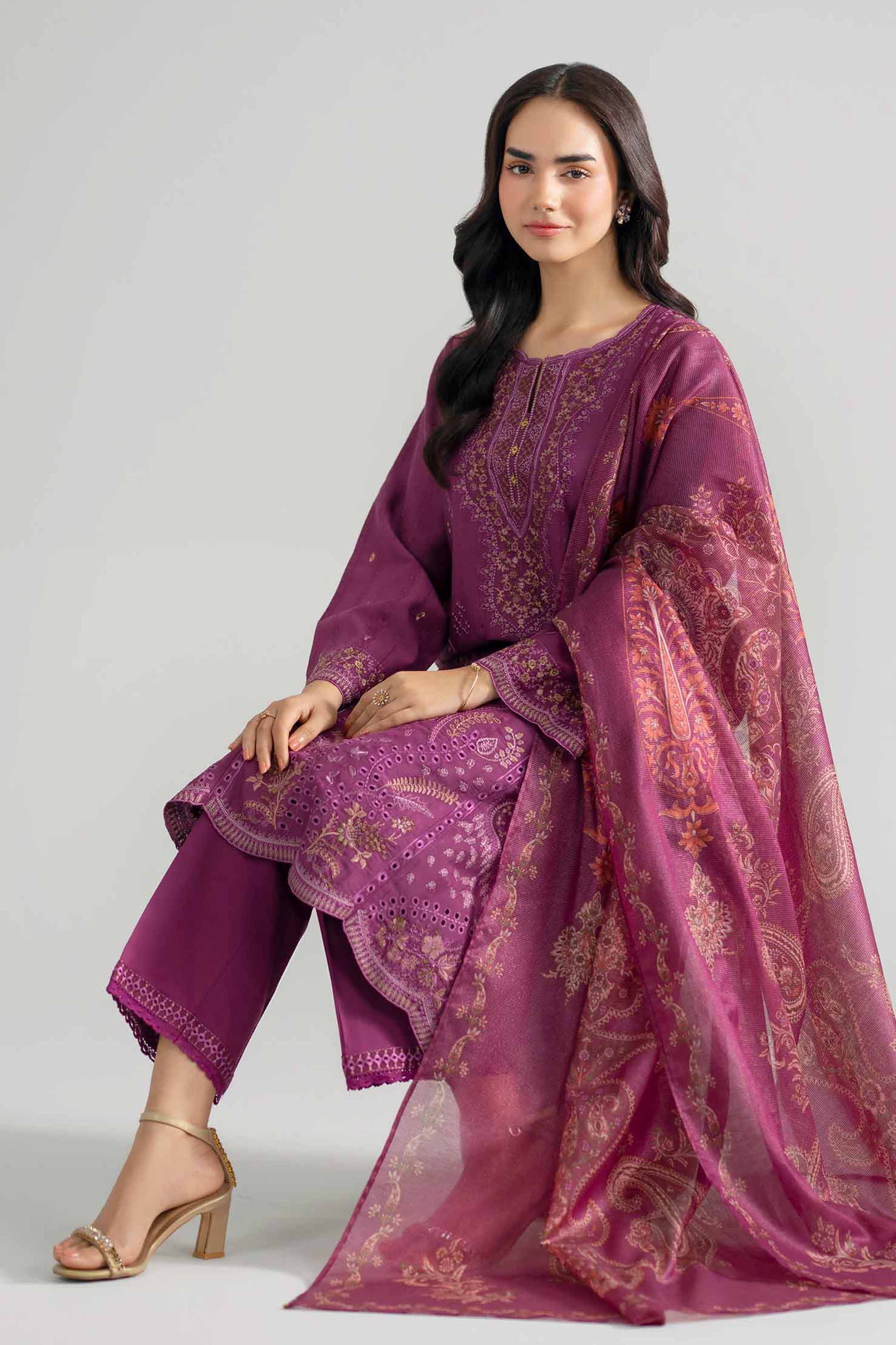 3 Piece - Embroidered Suit - PE26-119 - Image 2
