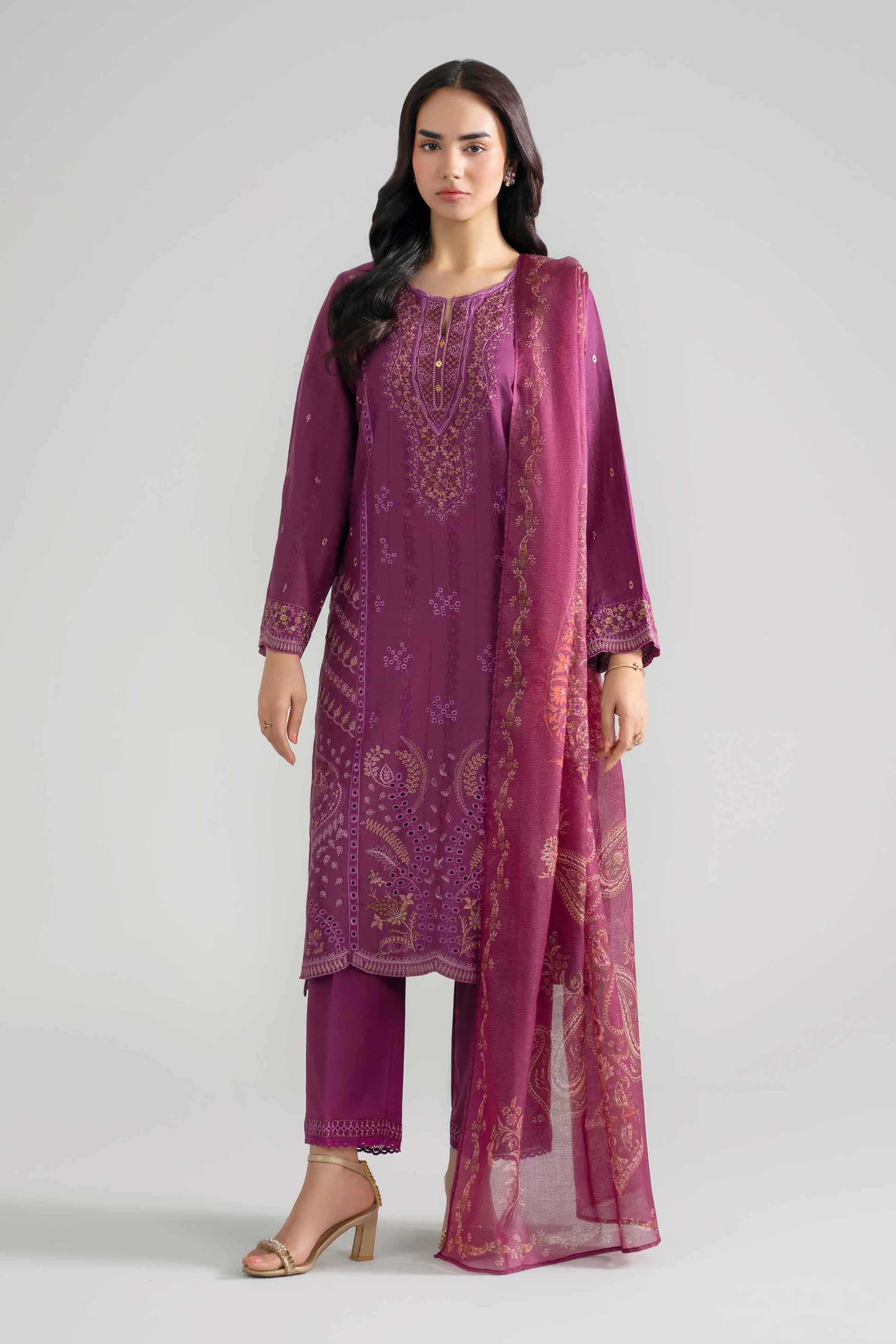 3 Piece - Embroidered Suit - PE26-119 - Image 3