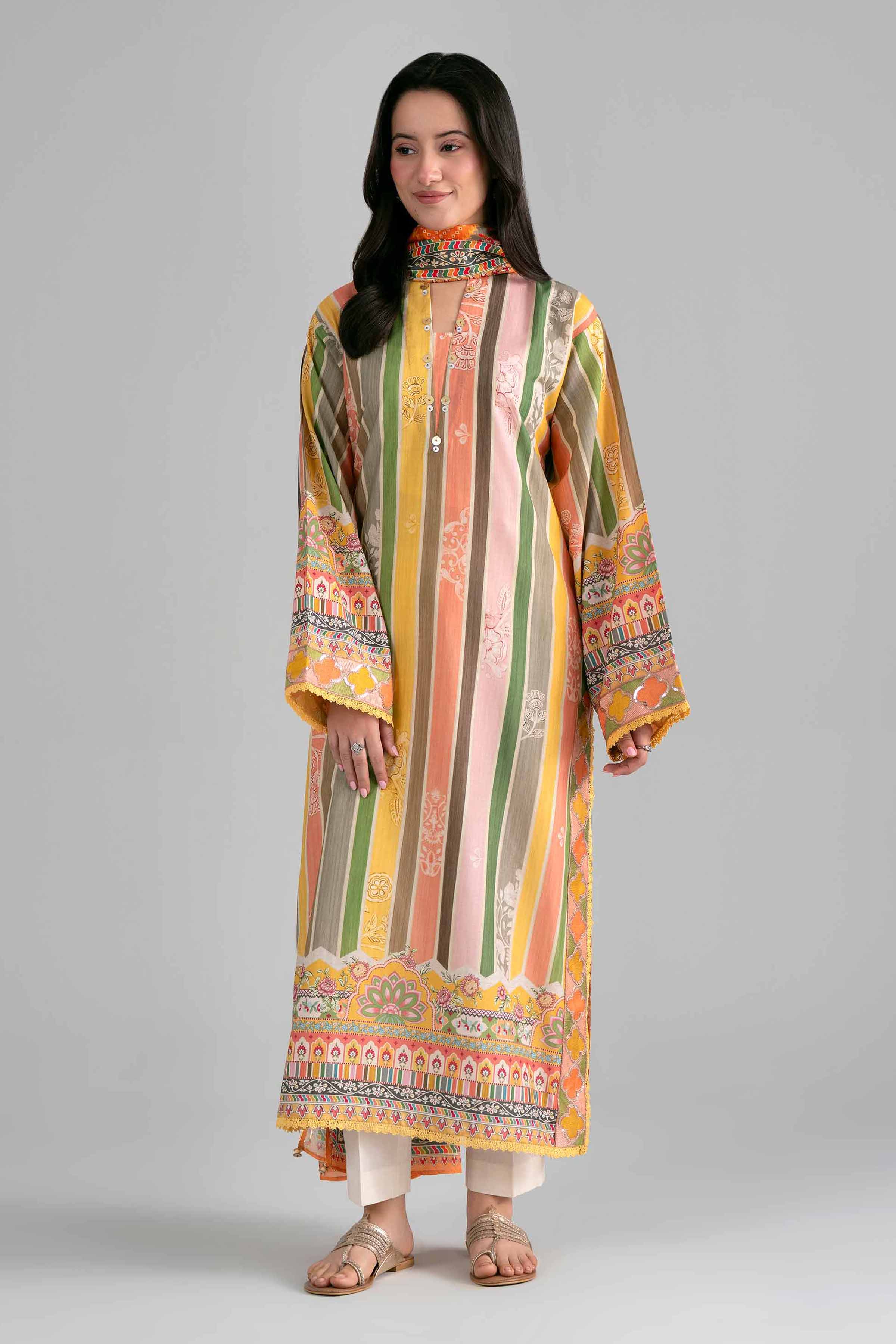 2 Piece - Printed Embroidered Suit - PE26-137 - Image 5