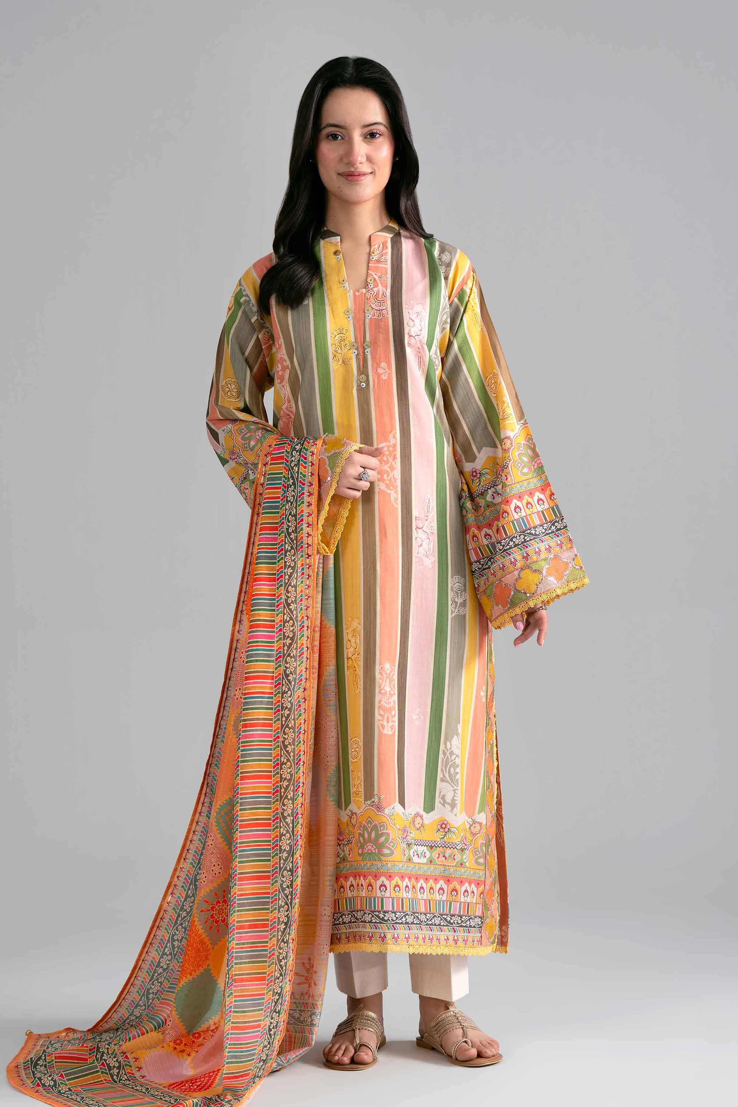 2 Piece - Printed Embroidered Suit - PE26-137 - Image 6