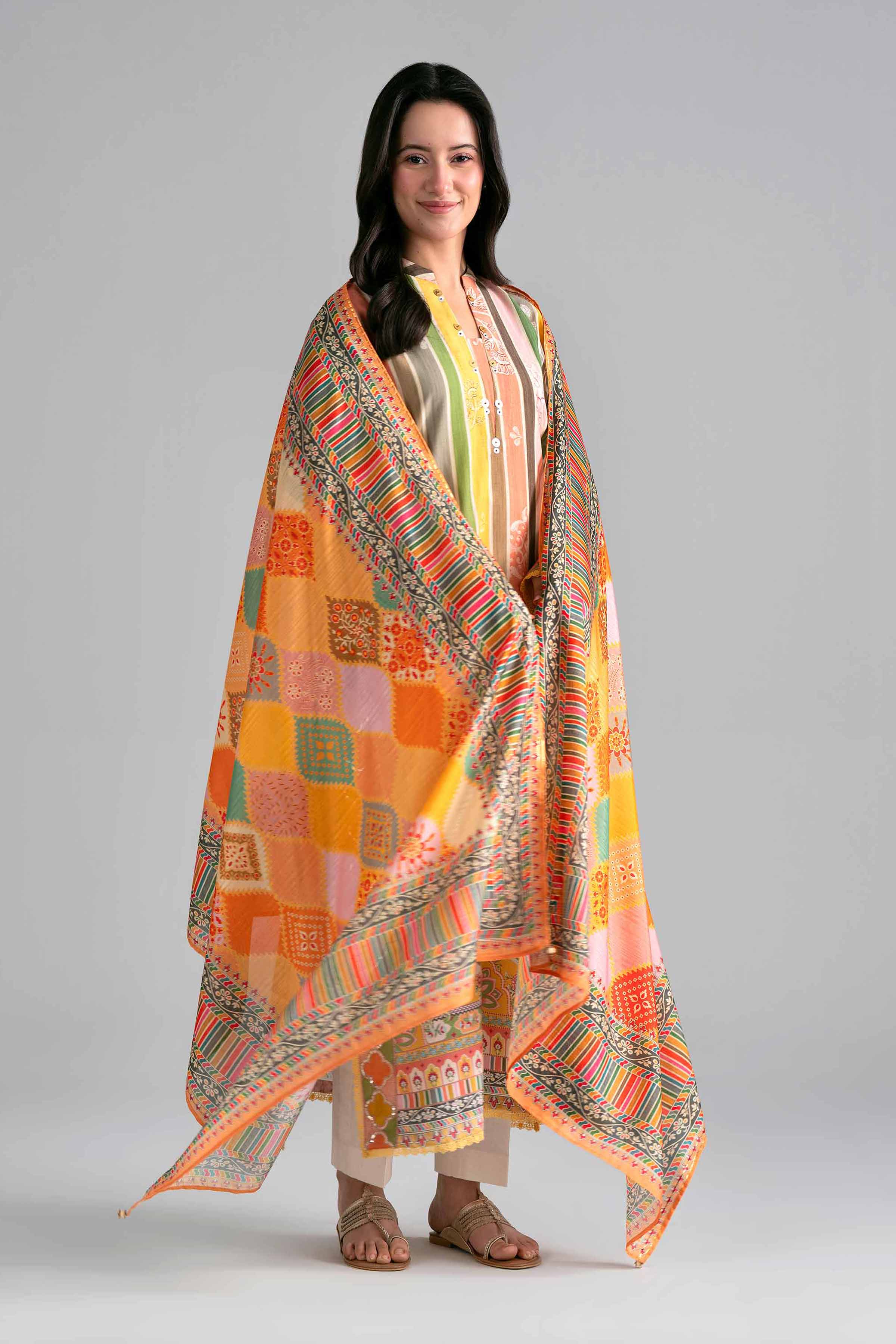 2 Piece - Printed Embroidered Suit - PE26-137 - Image 7