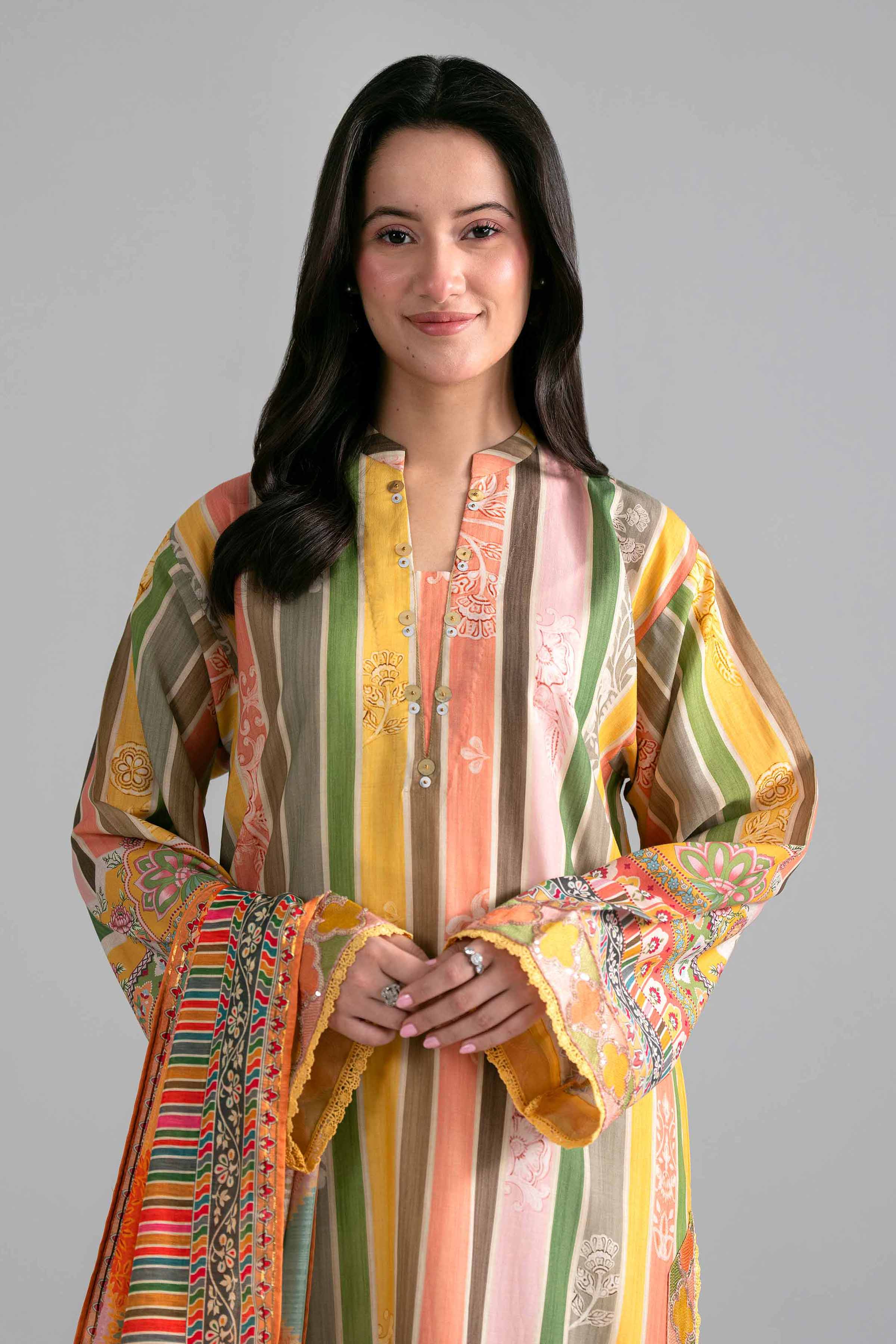 2 Piece - Printed Embroidered Suit - PE26-137 - Image 8