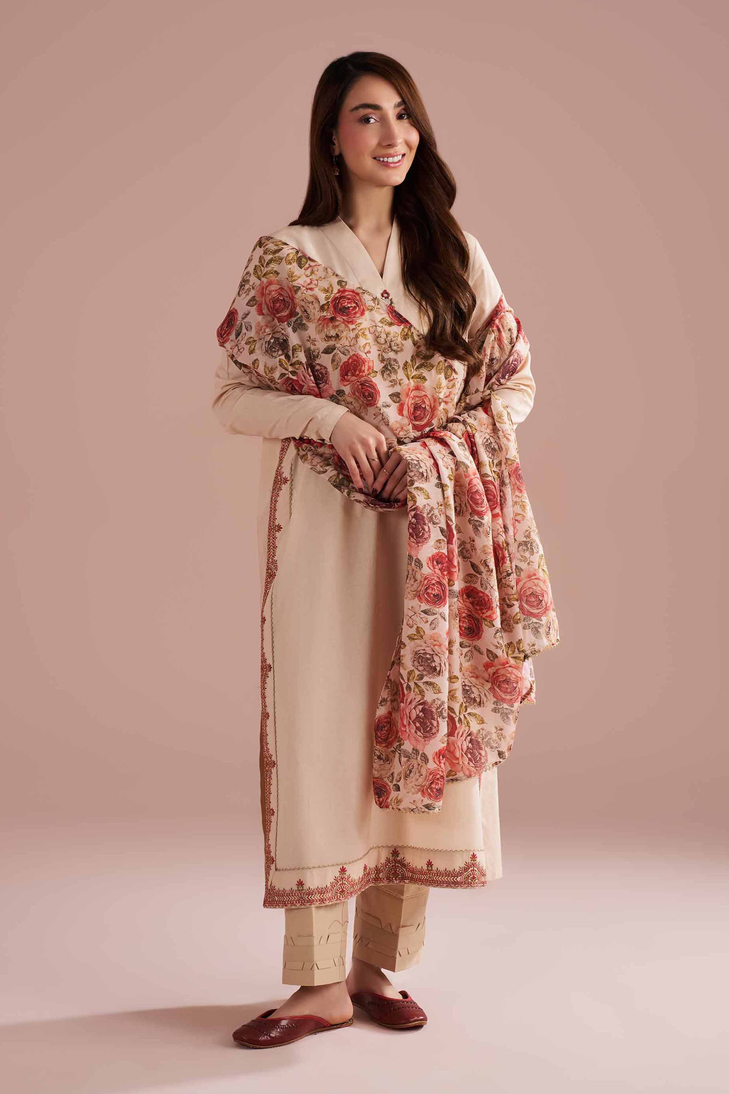 2 Piece - Printed Embroidered Suit - PE26-141 - Image 5