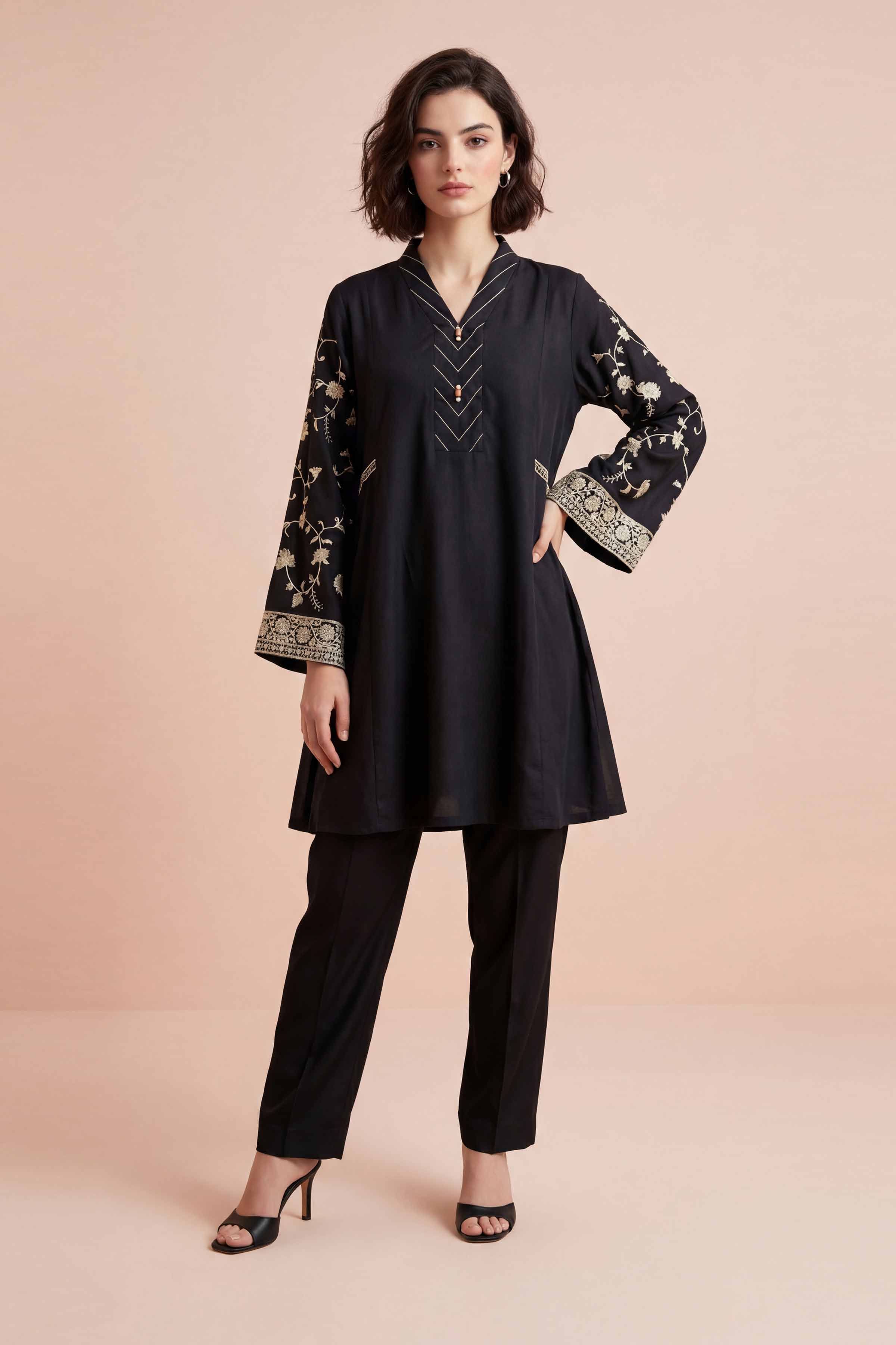 2 Piece - Embroidered Suit - PE26-164 - Image 3