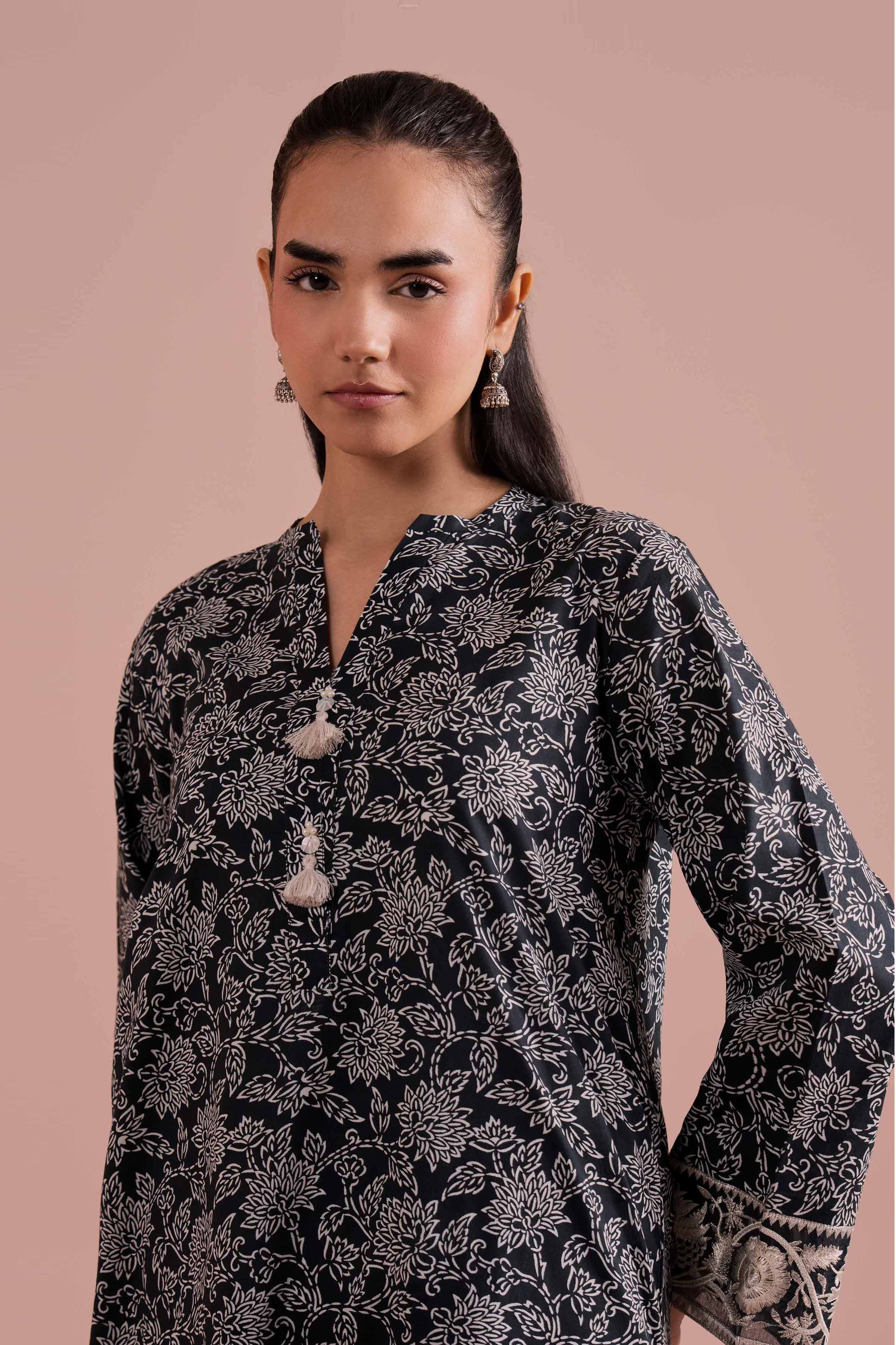 2 Piece - Printed Embroidered Suit - PE26-198 - Image 6