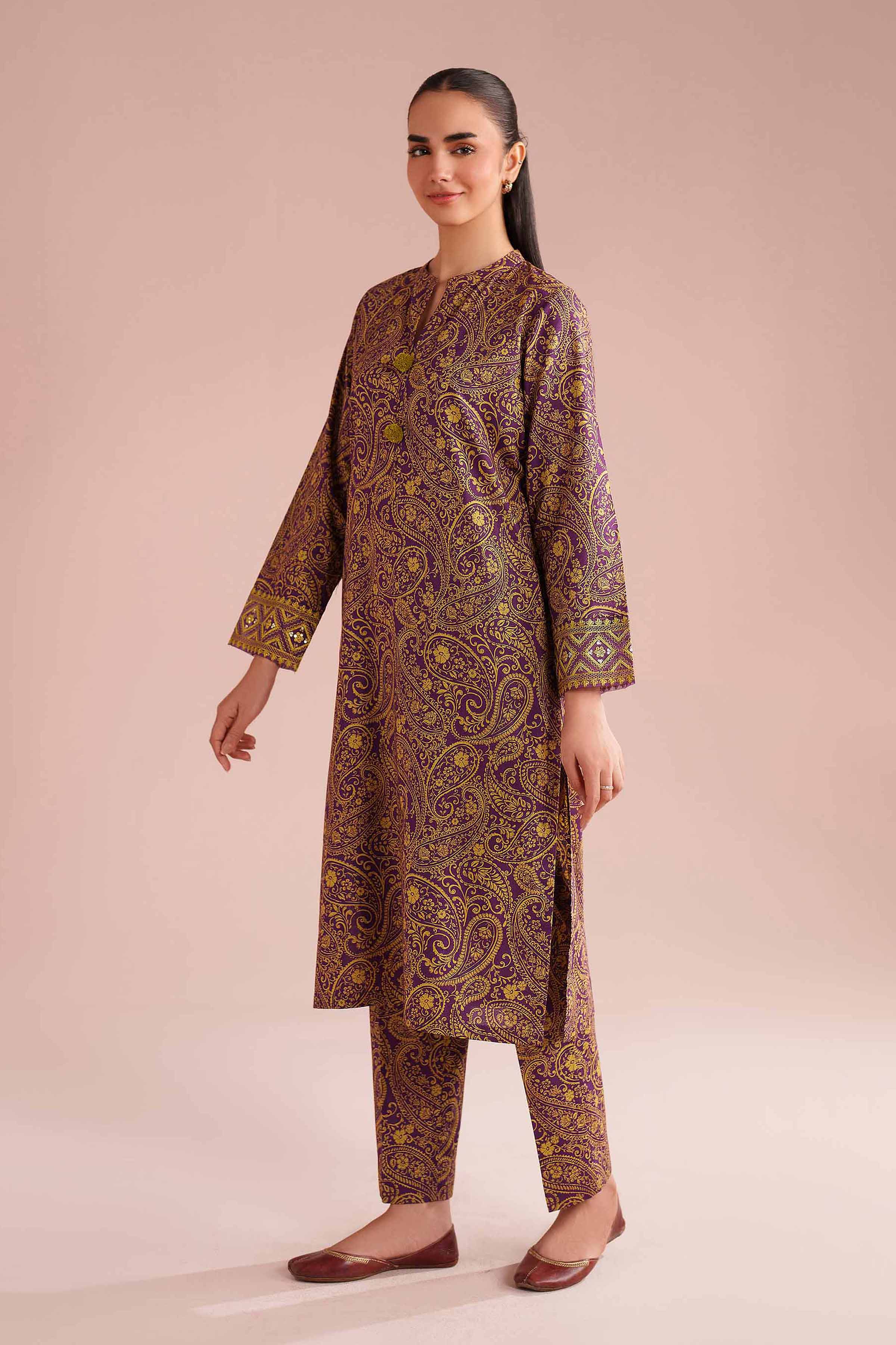 2 Piece - Printed Embroidered Suit - PE26-199 - Image 4