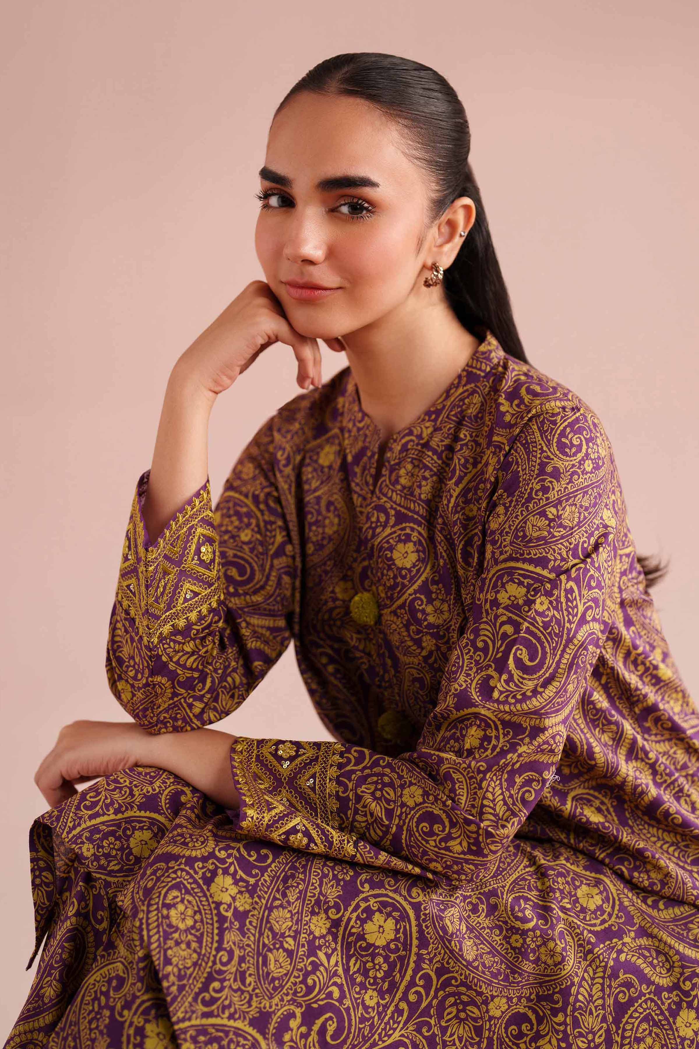 2 Piece - Printed Embroidered Suit - PE26-199 - Image 5