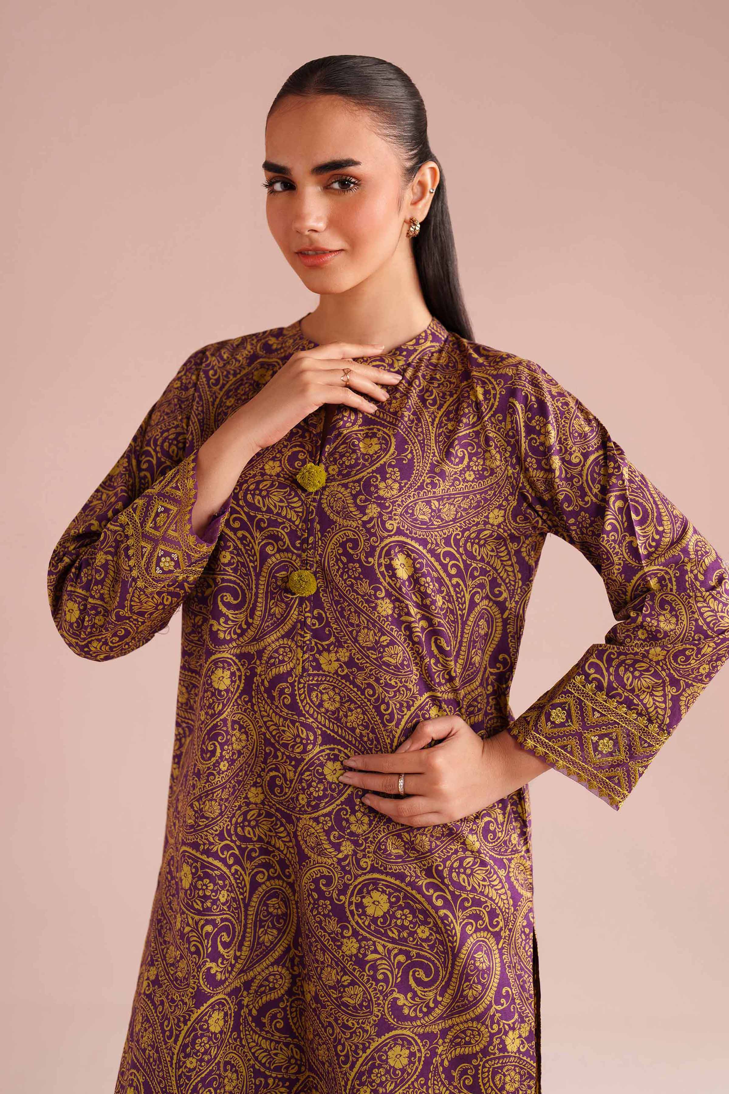 2 Piece - Printed Embroidered Suit - PE26-199 - Image 6