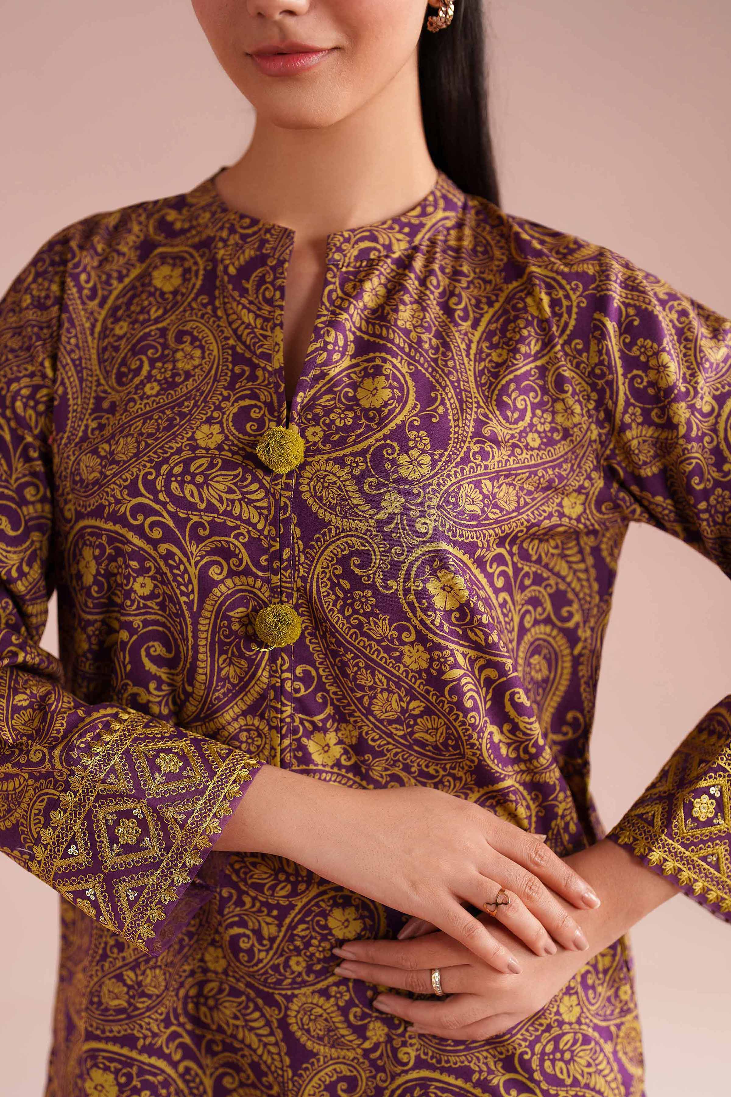 2 Piece - Printed Embroidered Suit - PE26-199 - Image 7