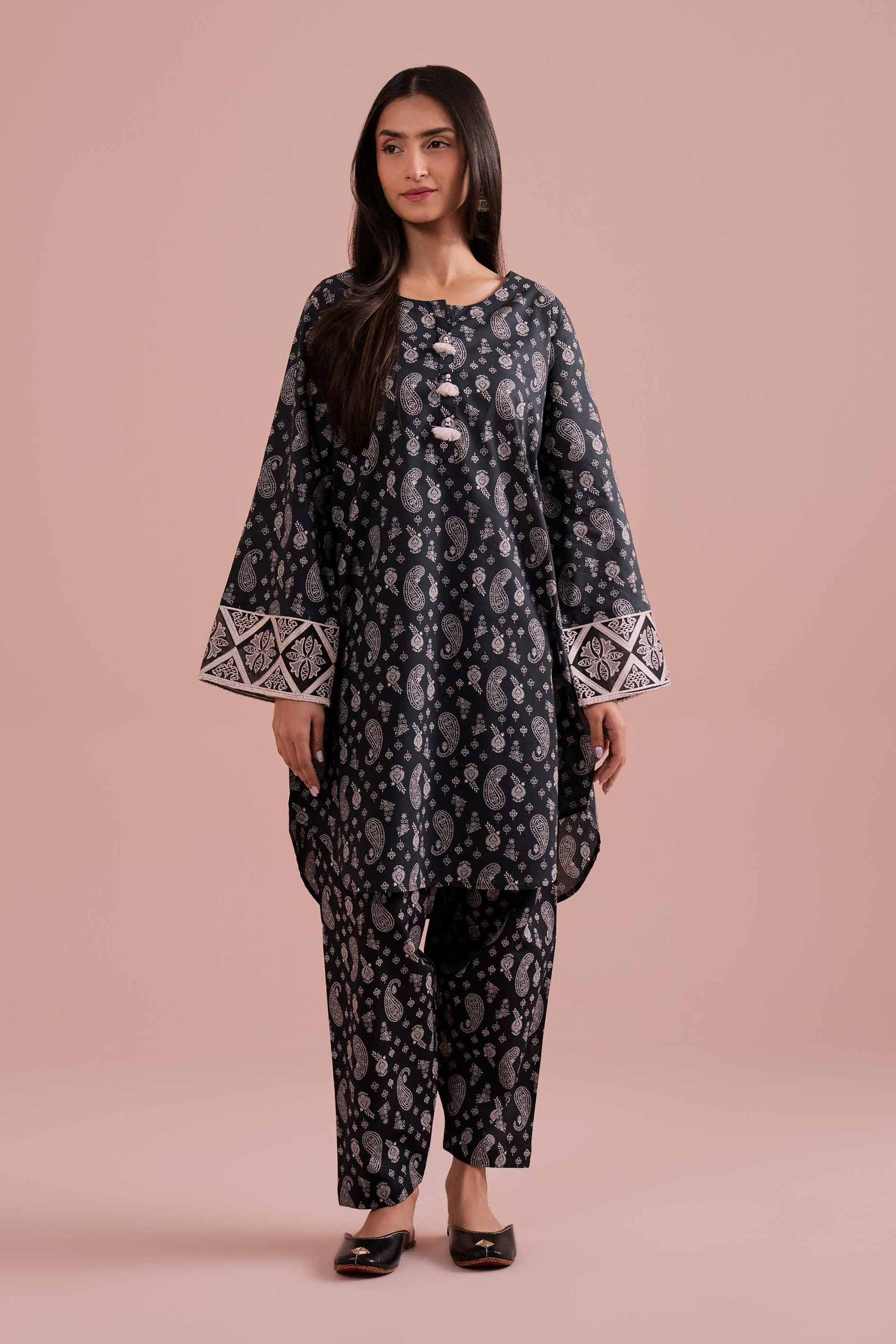 2 Piece - Printed Embroidered Suit - PE26-200