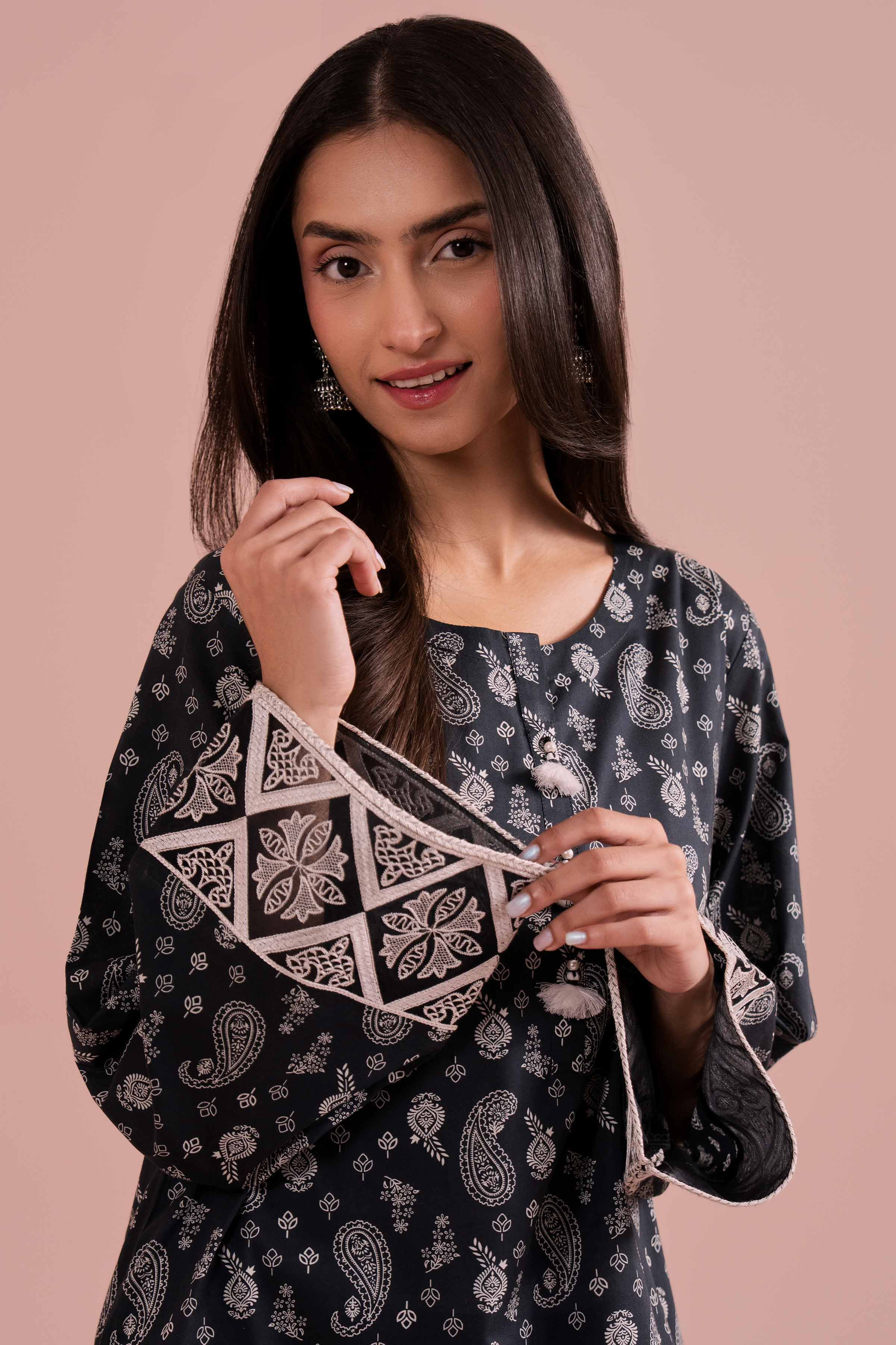 2 Piece - Printed Embroidered Suit - PE26-200 - Image 6