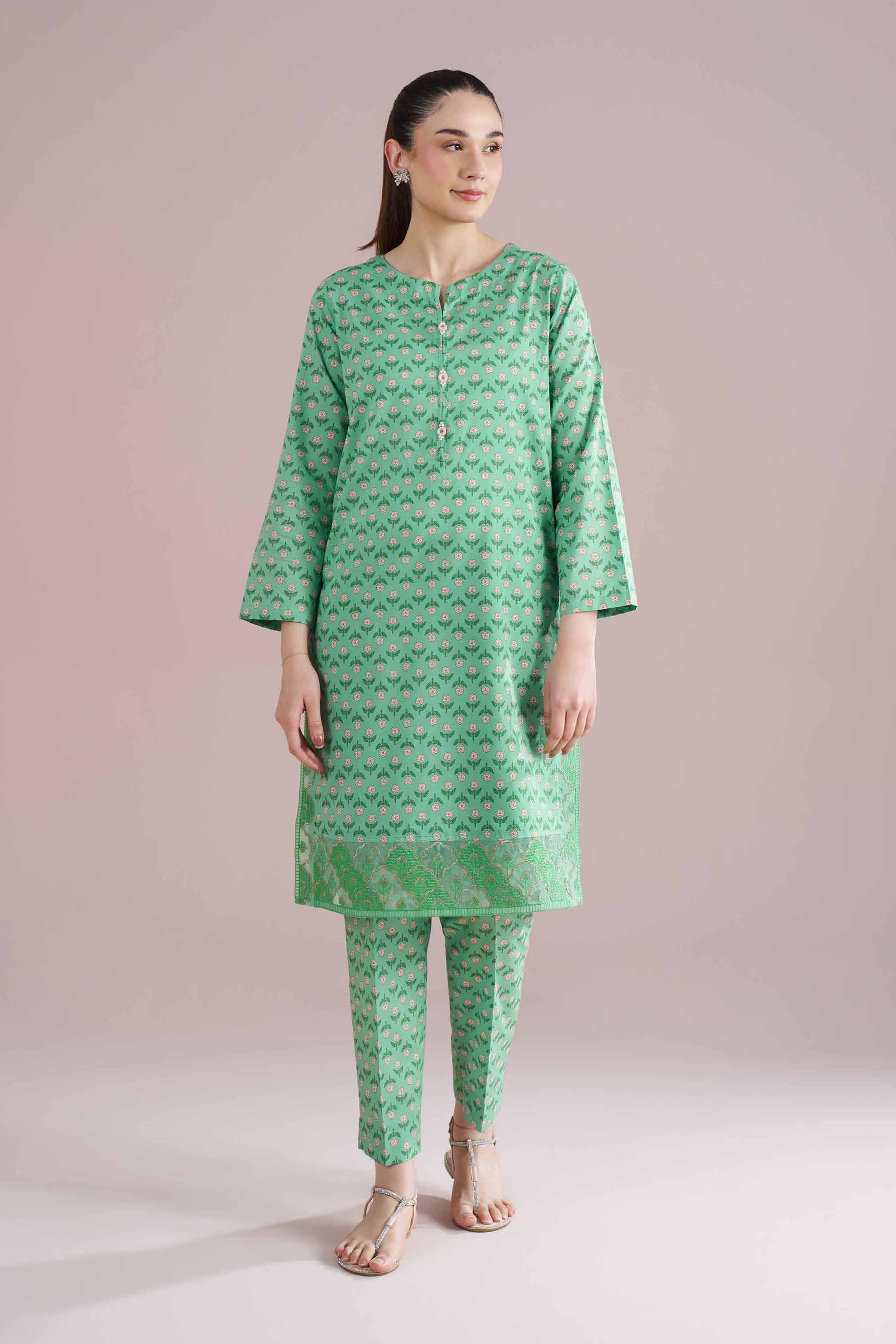 2 Piece - Printed Embroidered Suit - PE26-201 - Image 3