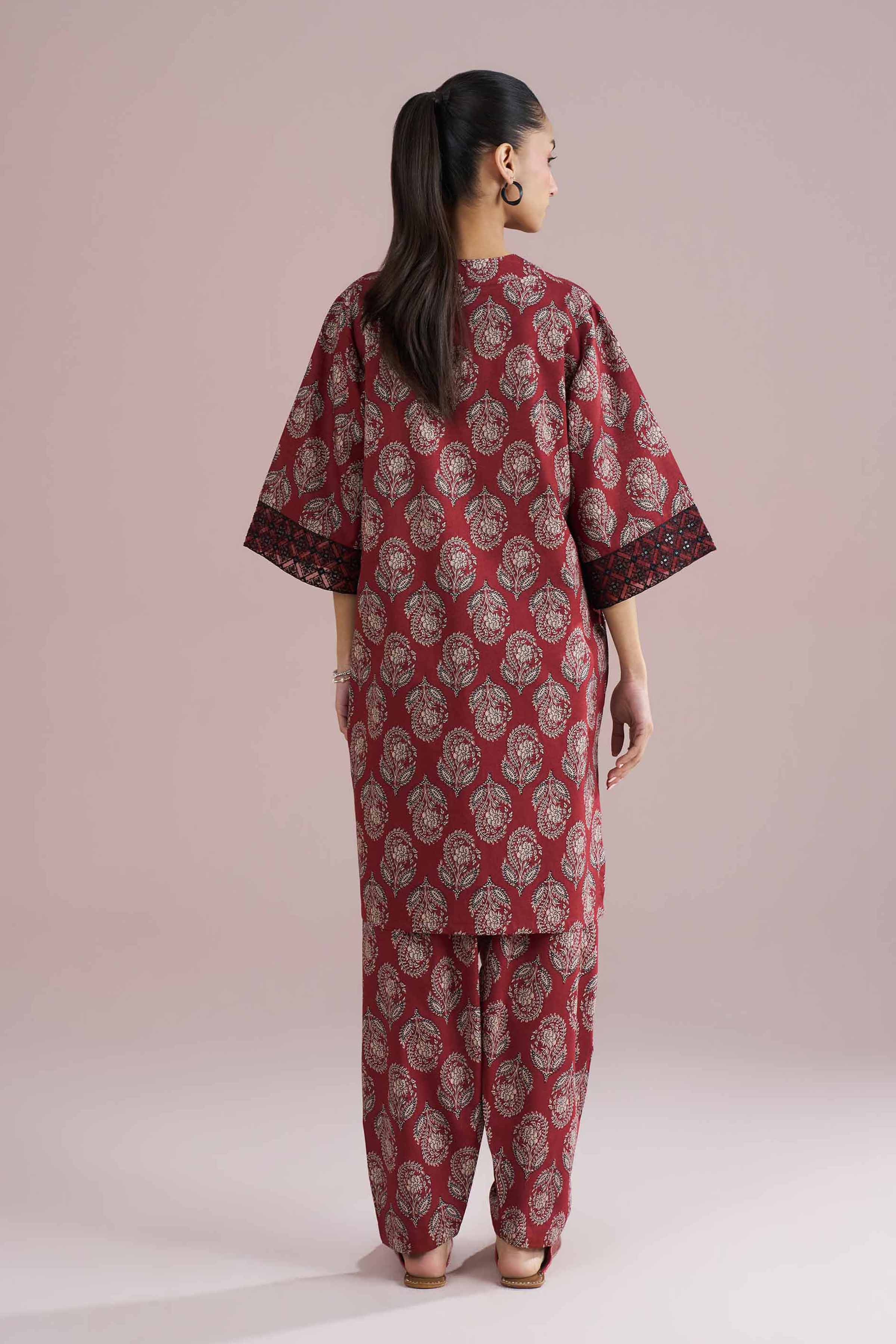2 Piece - Printed Embroidered Suit - PE26-203 - Image 3