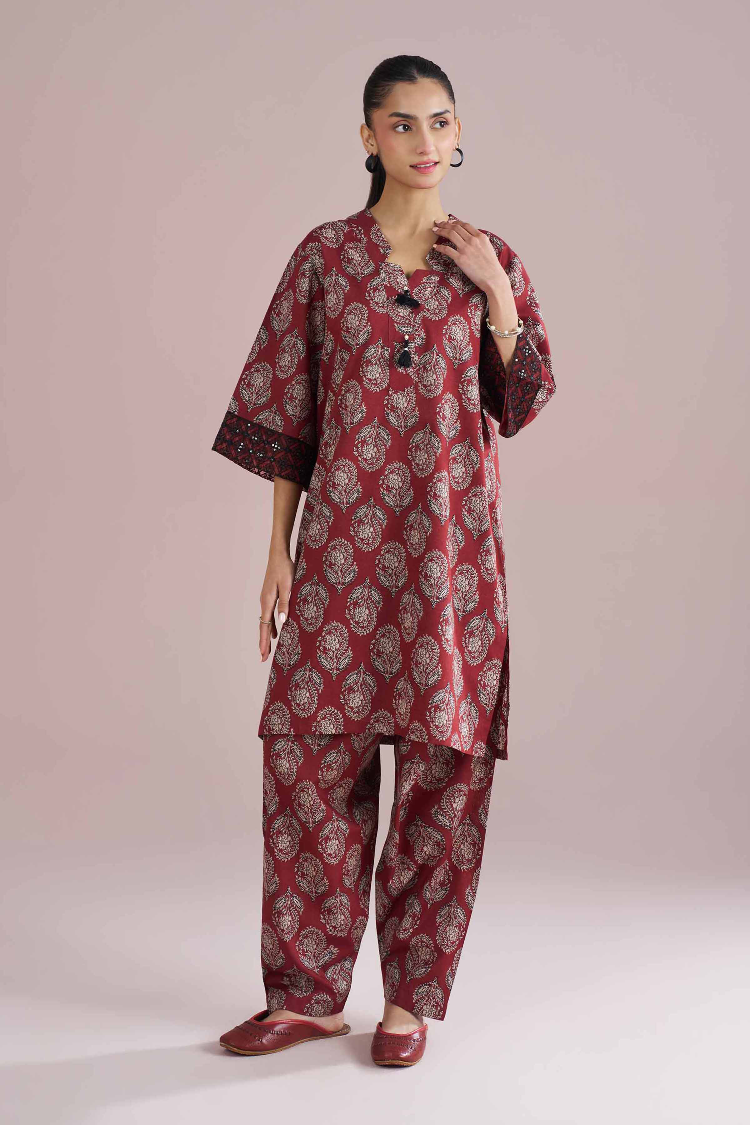 2 Piece - Printed Embroidered Suit - PE26-203 - Image 4