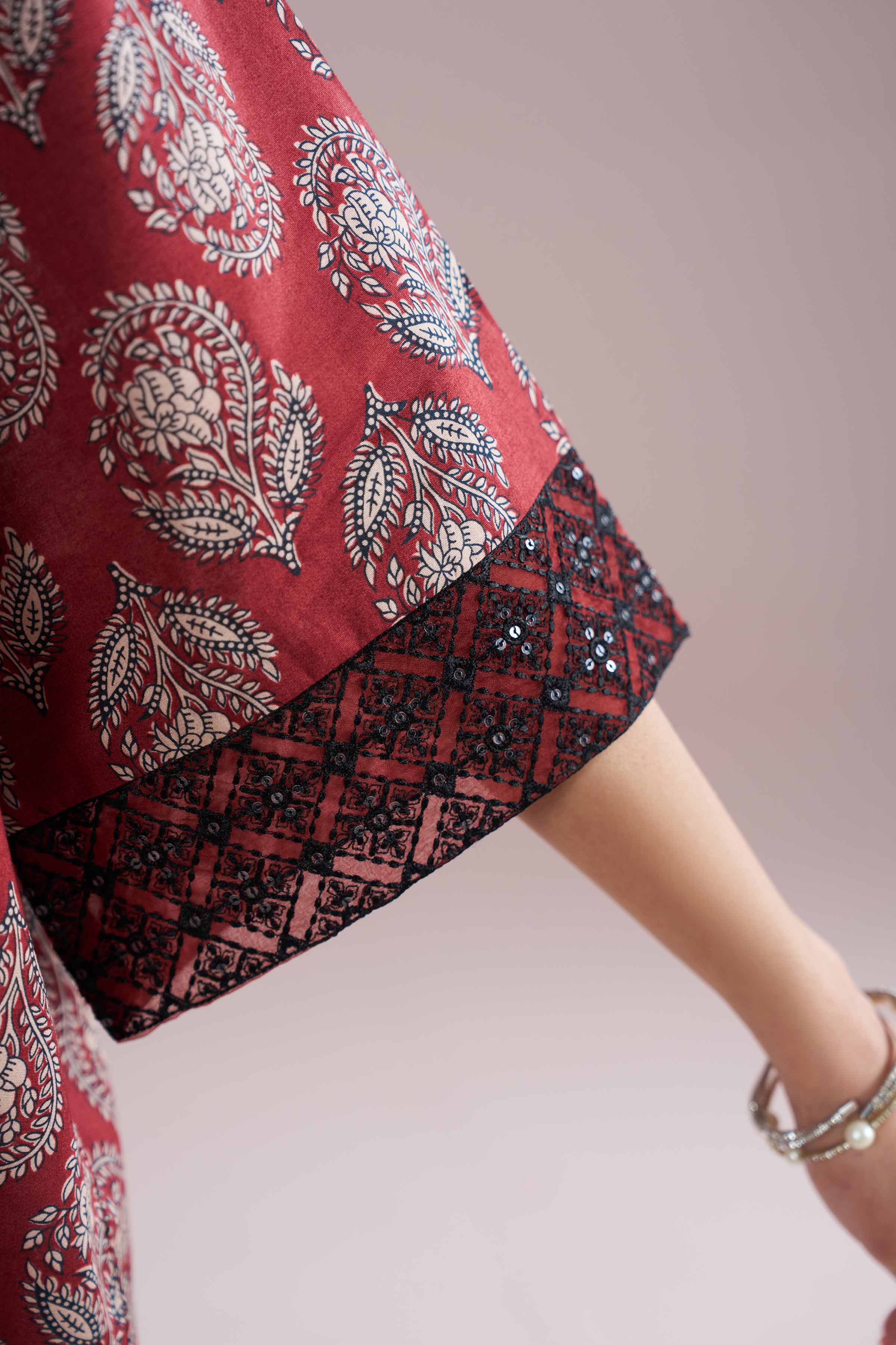 2 Piece - Printed Embroidered Suit - PE26-203 - Image 6