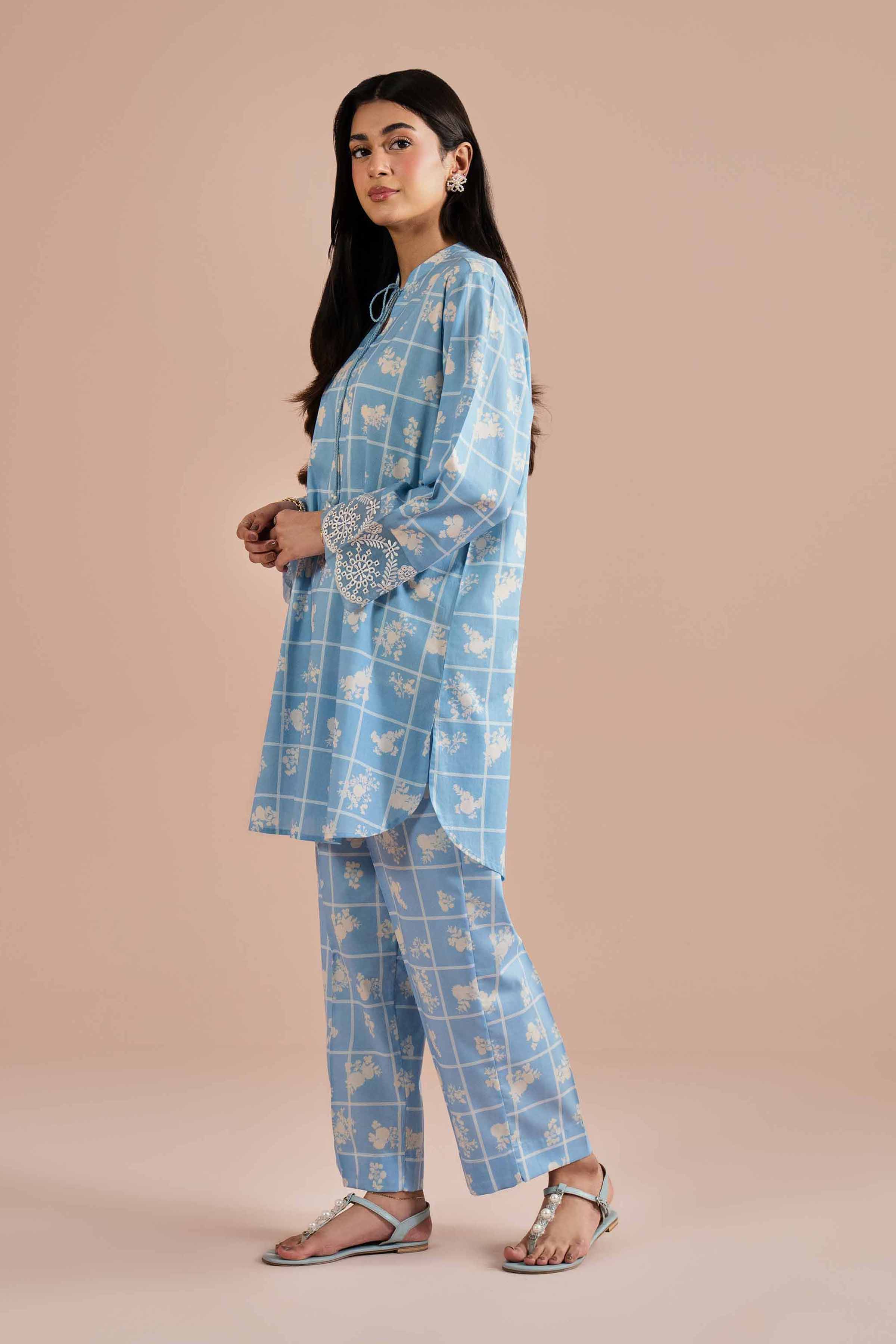 2 Piece - Printed Embroidered Suit - PE26-204 - Image 3