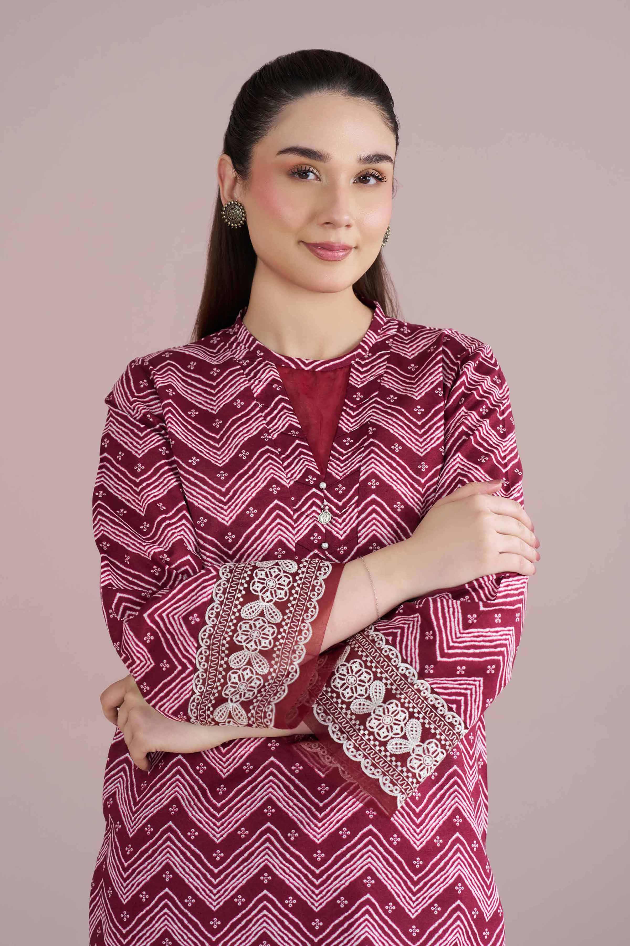 2 Piece - Printed Embroidered Suit - PE26-206 - Image 6