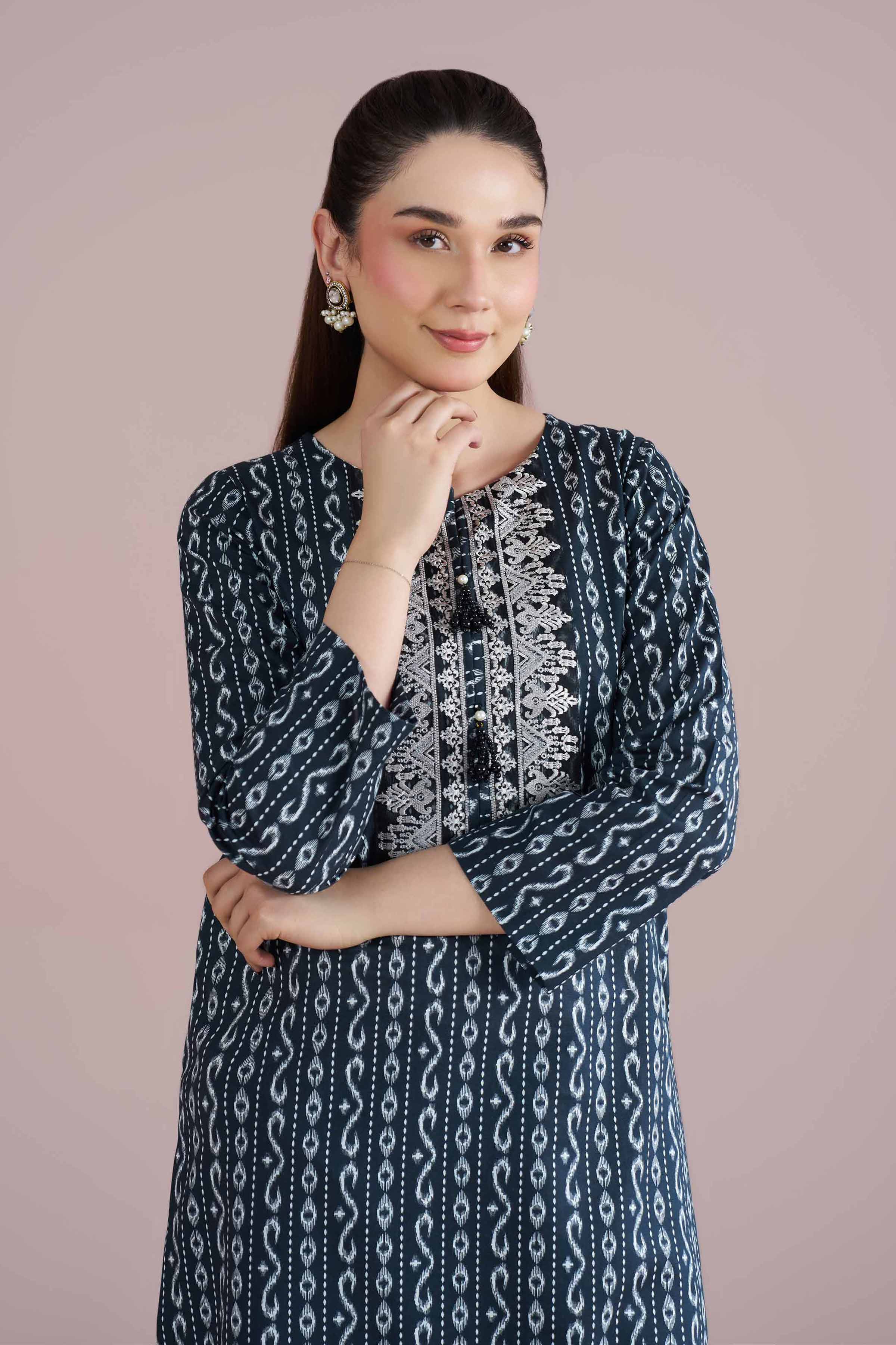 2 Piece - Printed Embroidered Suit - PE26-207 - Image 2