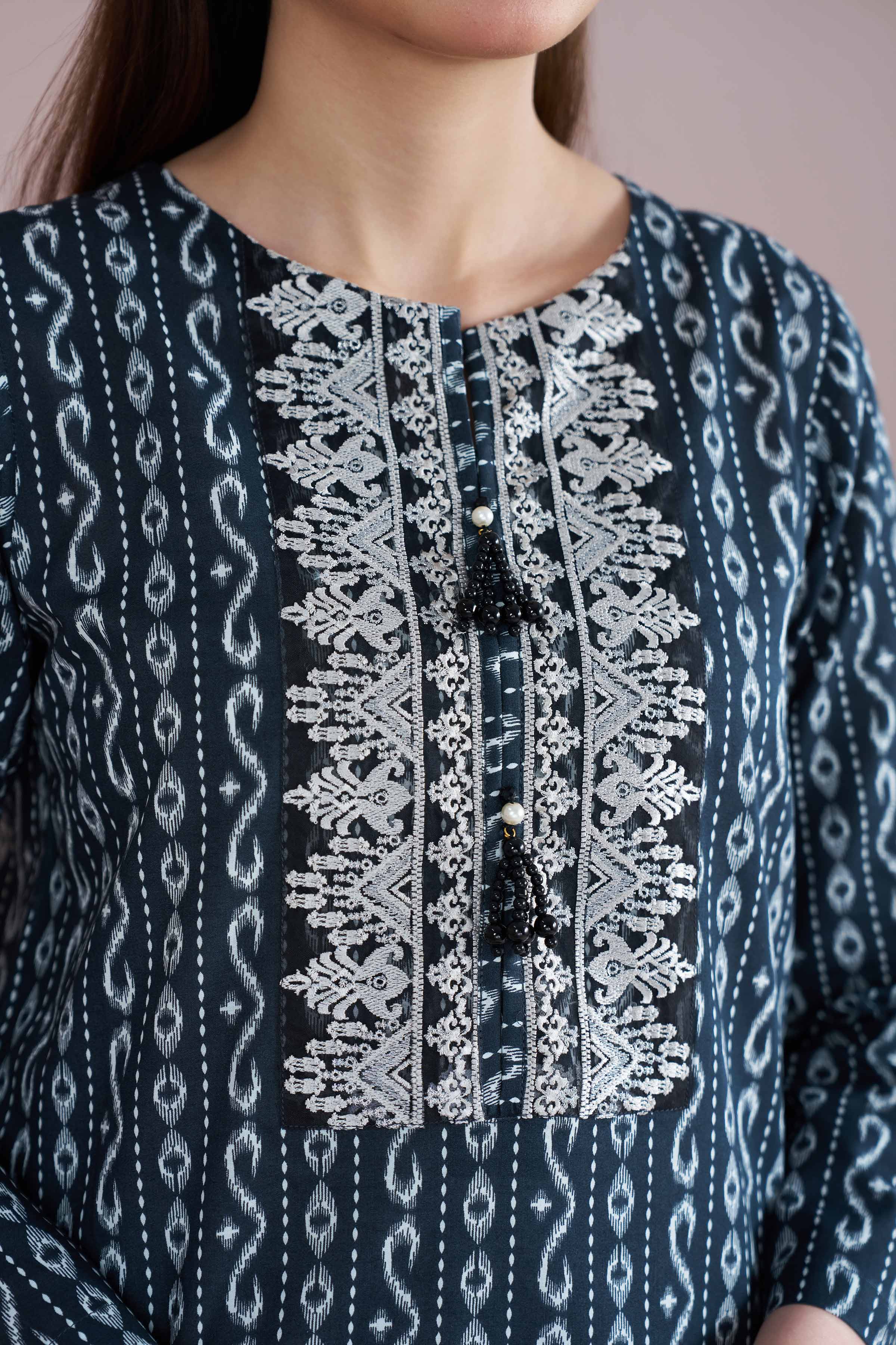 2 Piece - Printed Embroidered Suit - PE26-207 - Image 7