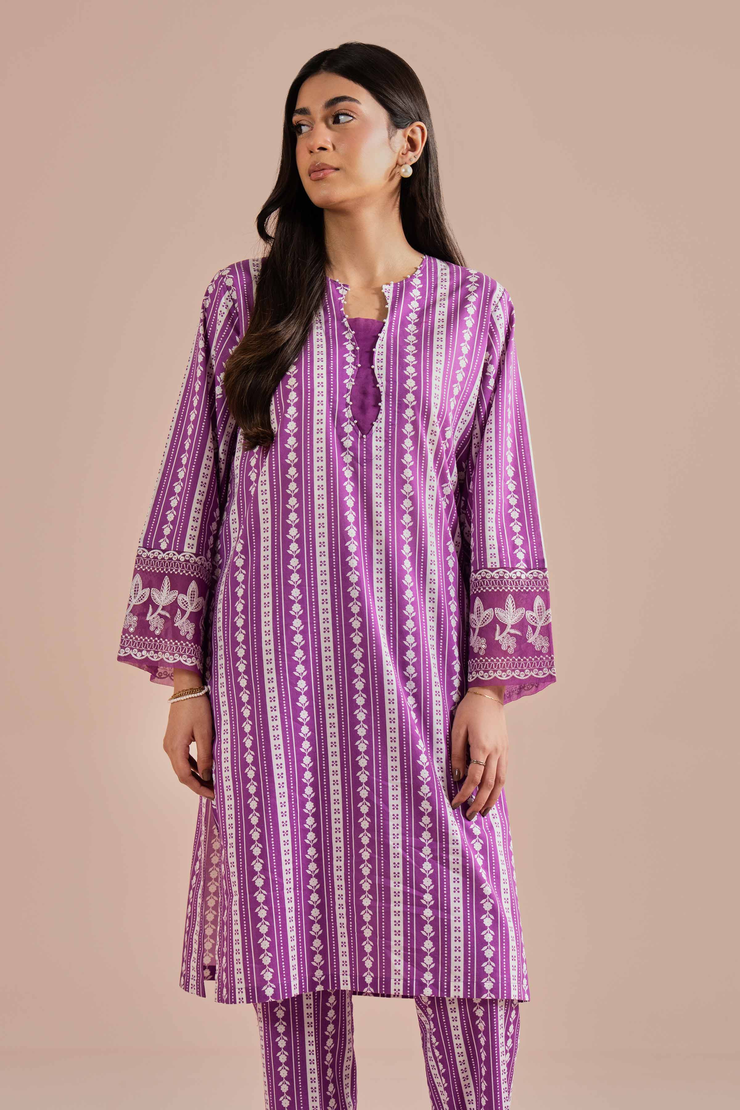 2 Piece - Printed Embroidered Suit - PE26-209 - Image 2