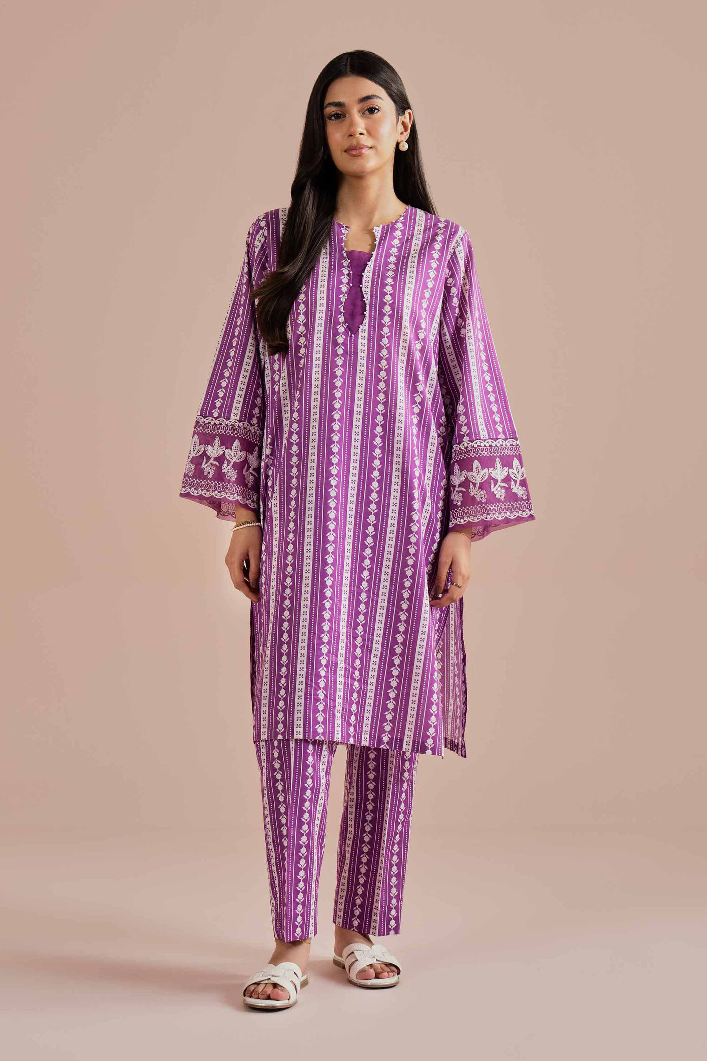 2 Piece - Printed Embroidered Suit - PE26-209 - Image 3