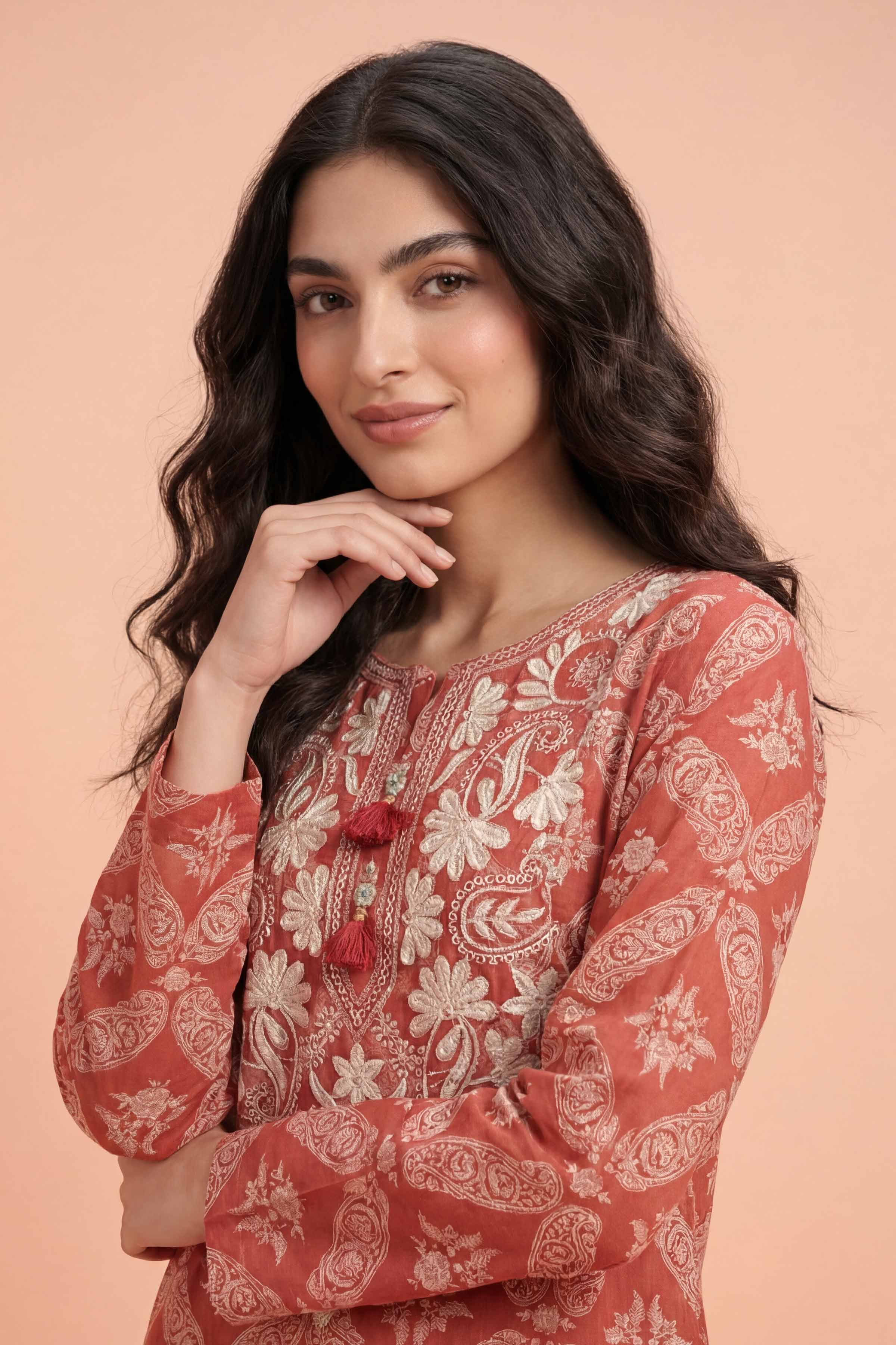2 Piece - Embroidered Suit - PE26-210 - Image 2