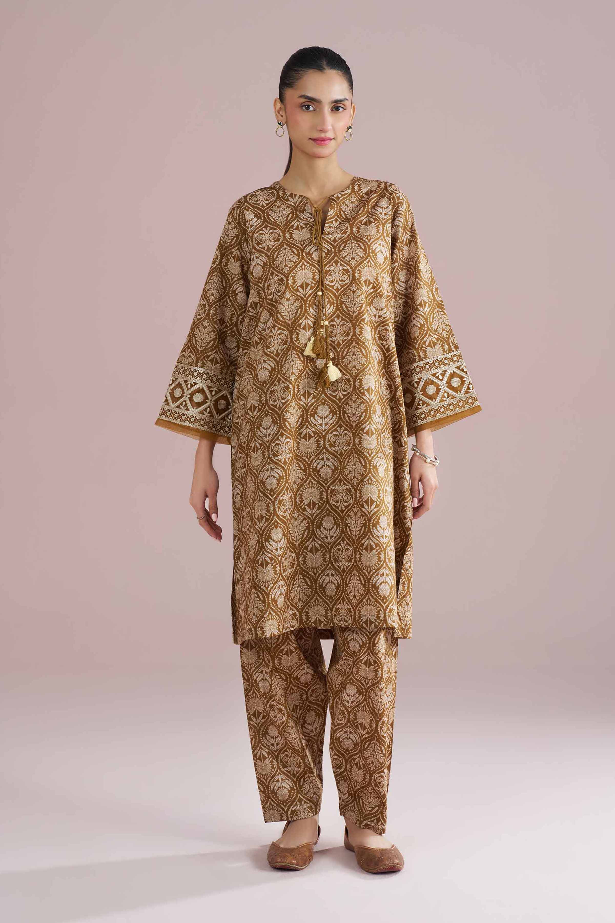 2 Piece - Printed Embroidered Suit - PE26-212 - Image 5