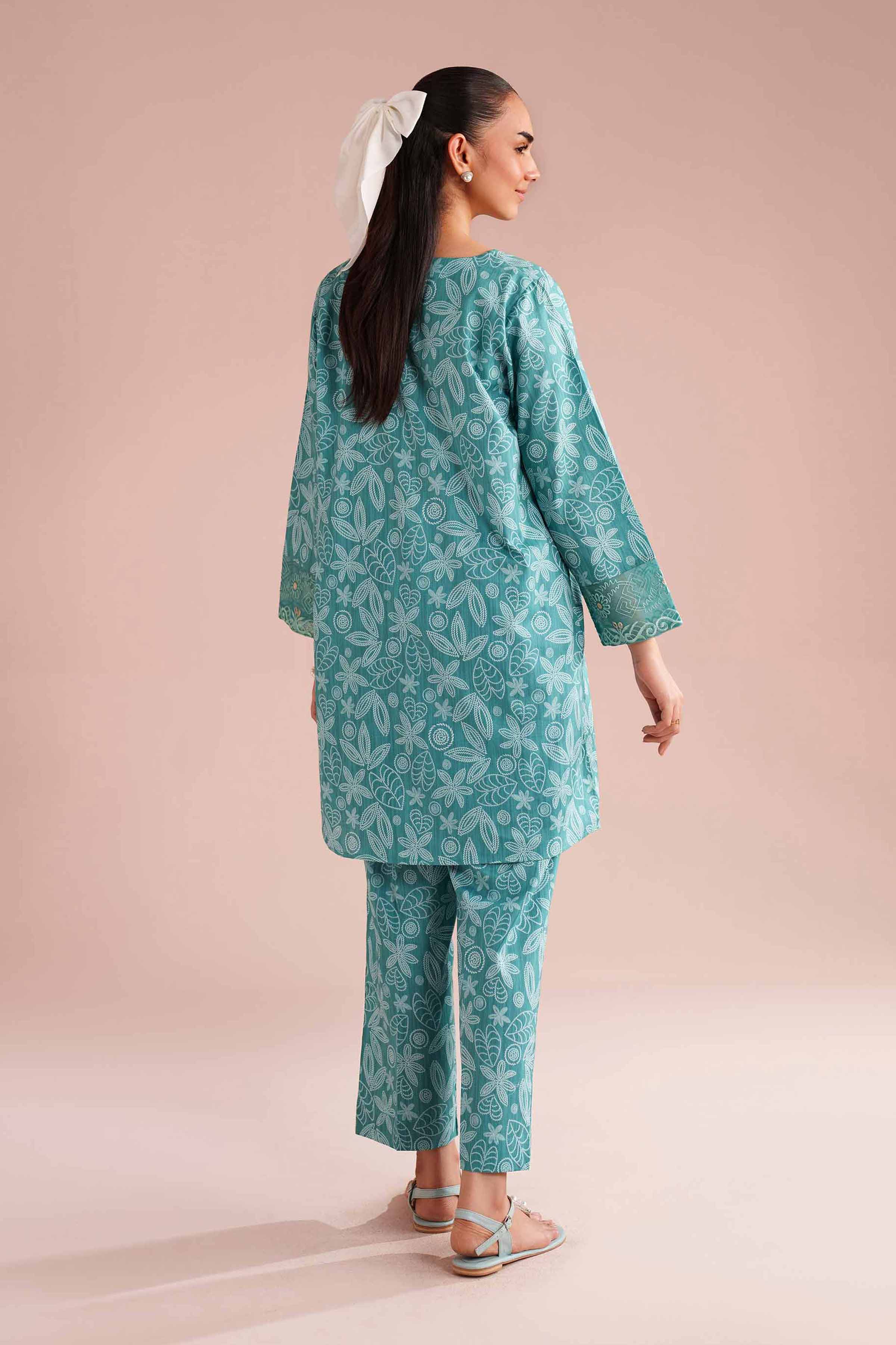 2 Piece - Printed Embroidered Suit - PE26-213 - Image 4