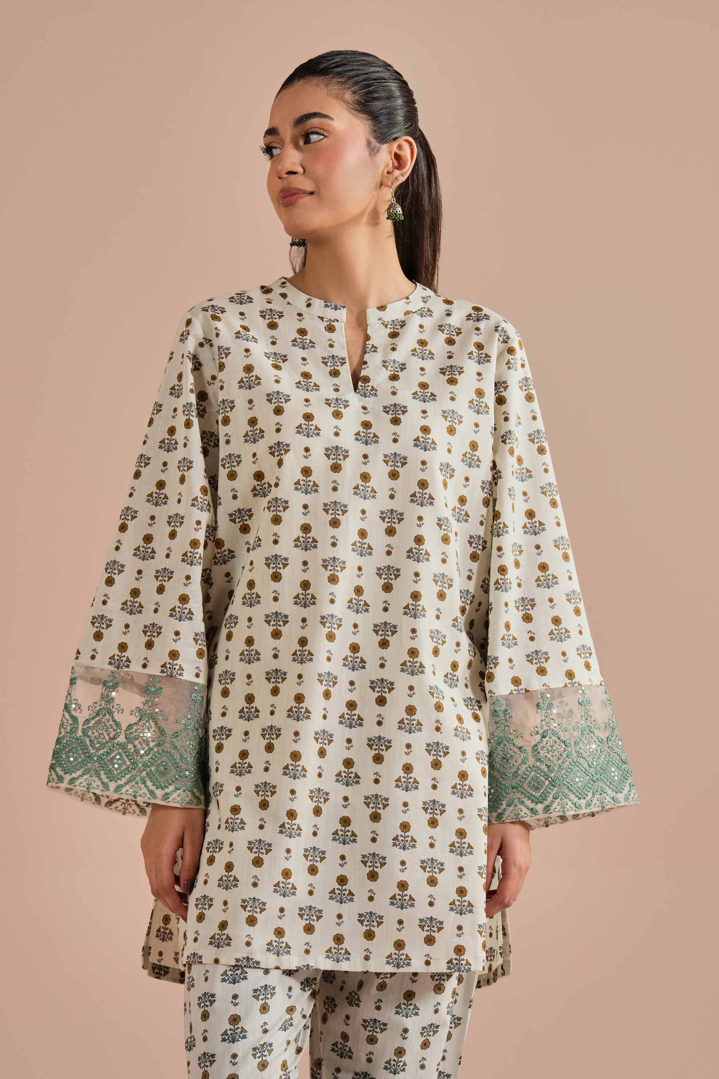 2 Piece - Printed Embroidered Suit - PE26-214