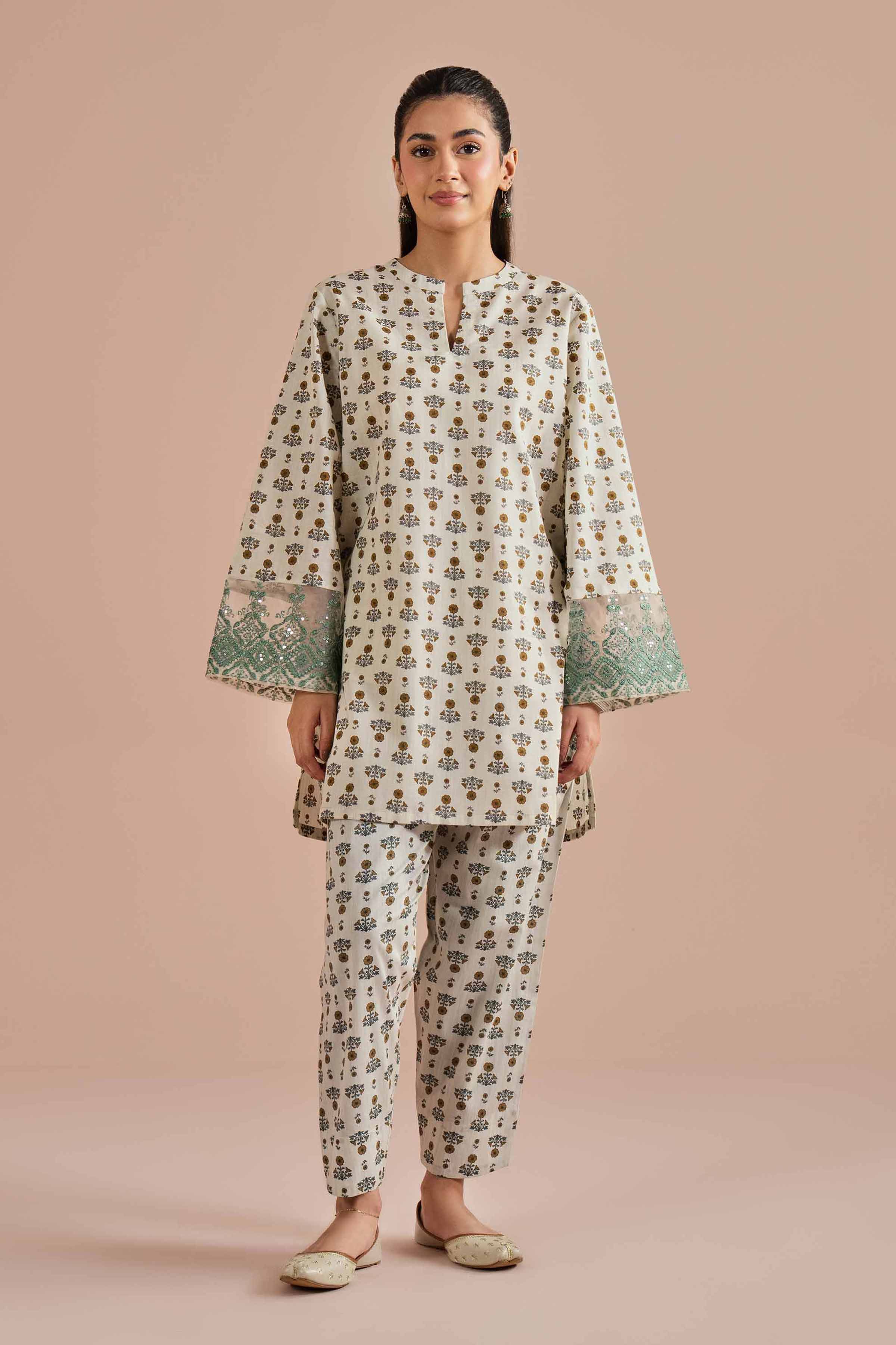 2 Piece - Printed Embroidered Suit - PE26-214 - Image 2