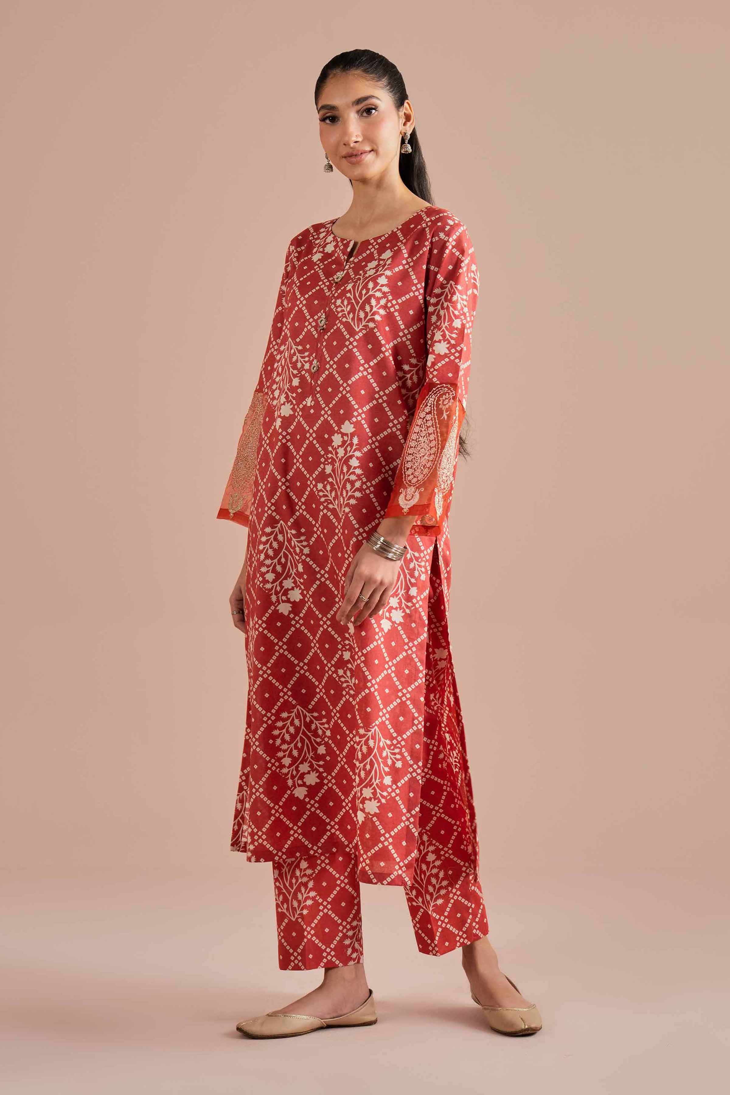 2 Piece - Printed Embroidered Suit - PE26-216