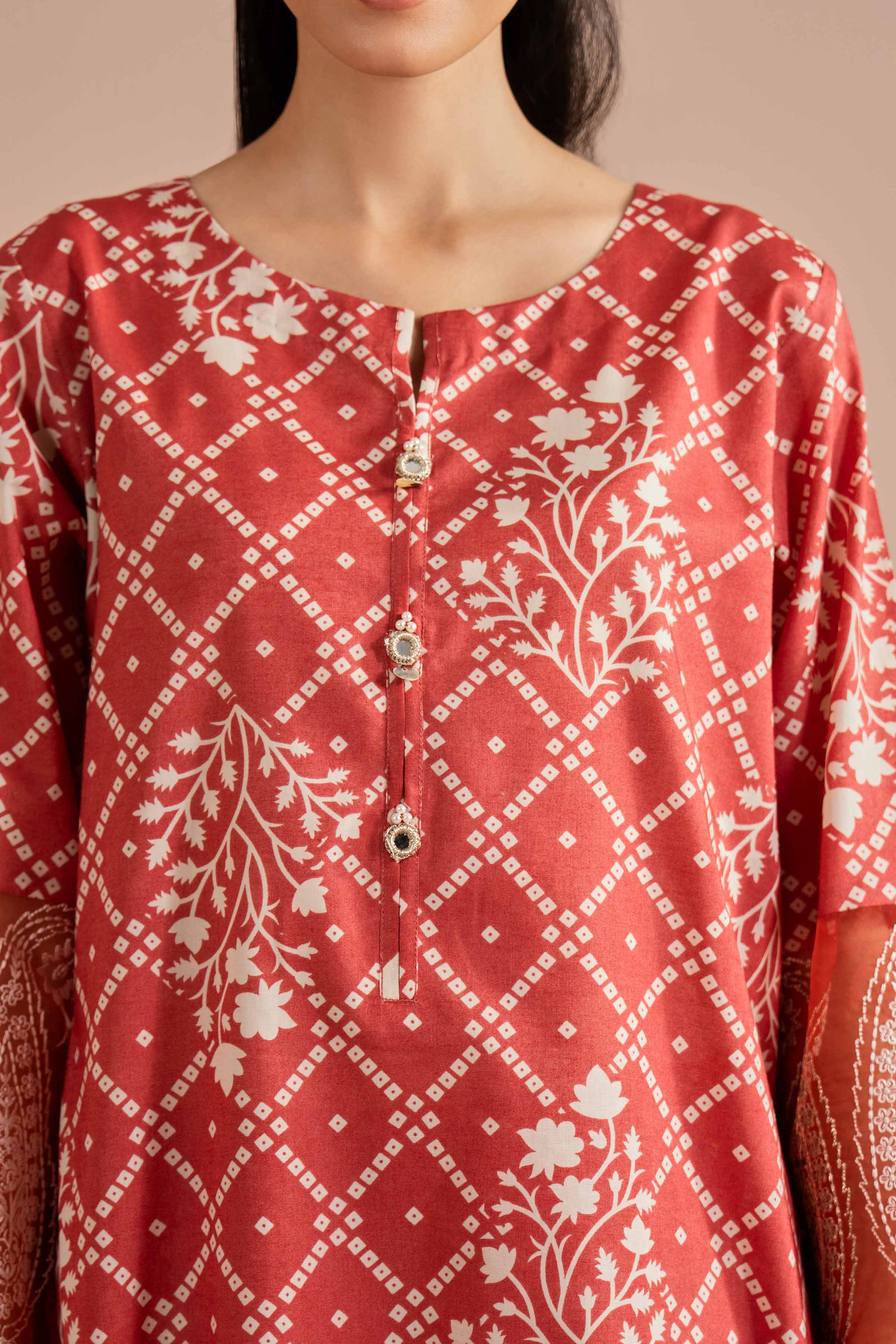 2 Piece - Printed Embroidered Suit - PE26-216 - Image 7