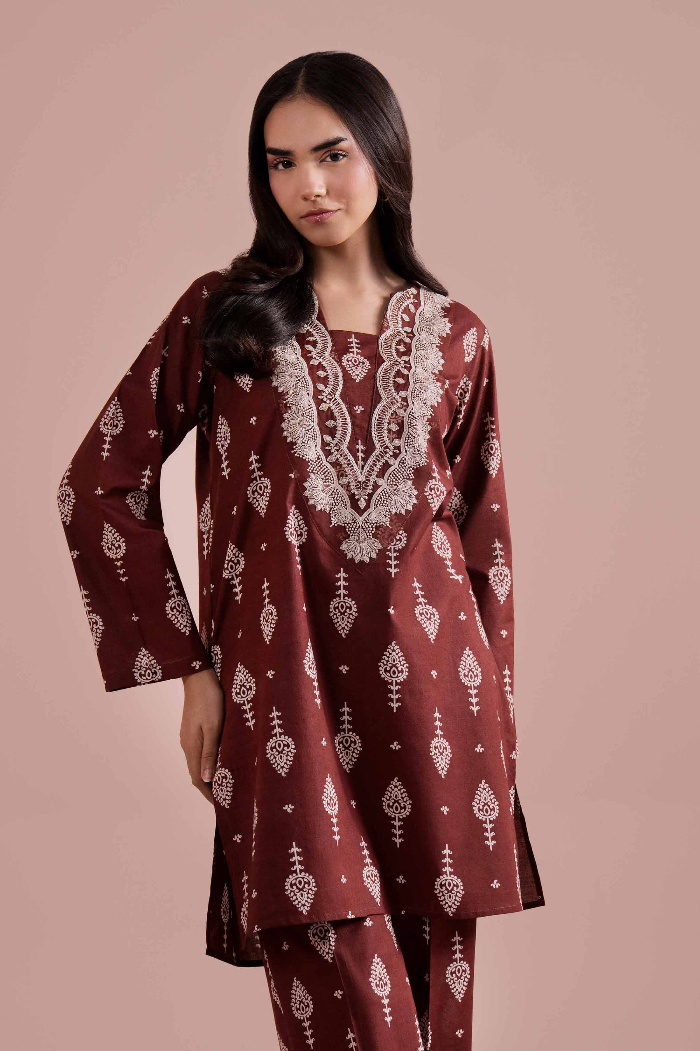 2 Piece - Printed Embroidered Suit - PE26-217 - Image 2