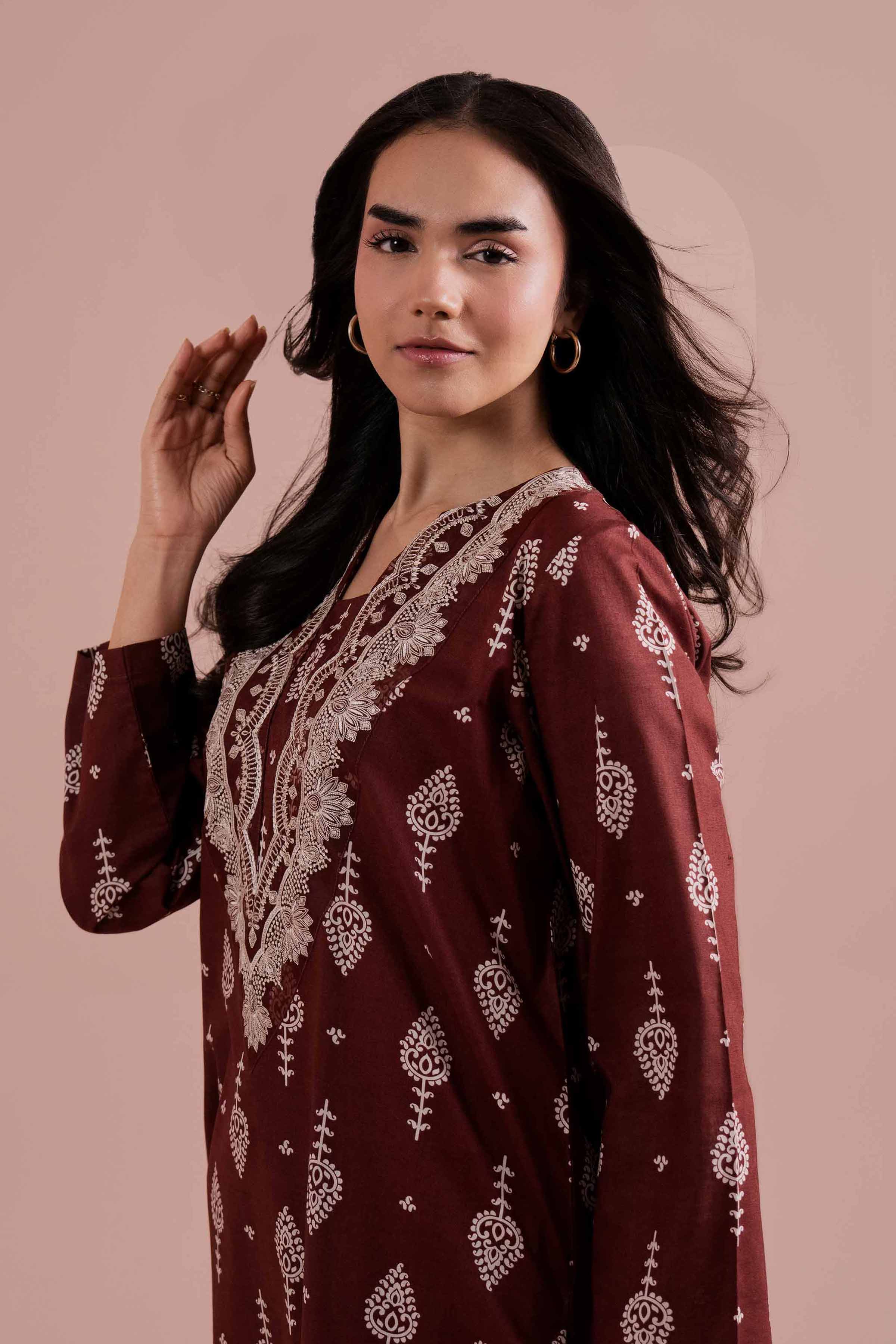 2 Piece - Printed Embroidered Suit - PE26-217 - Image 5
