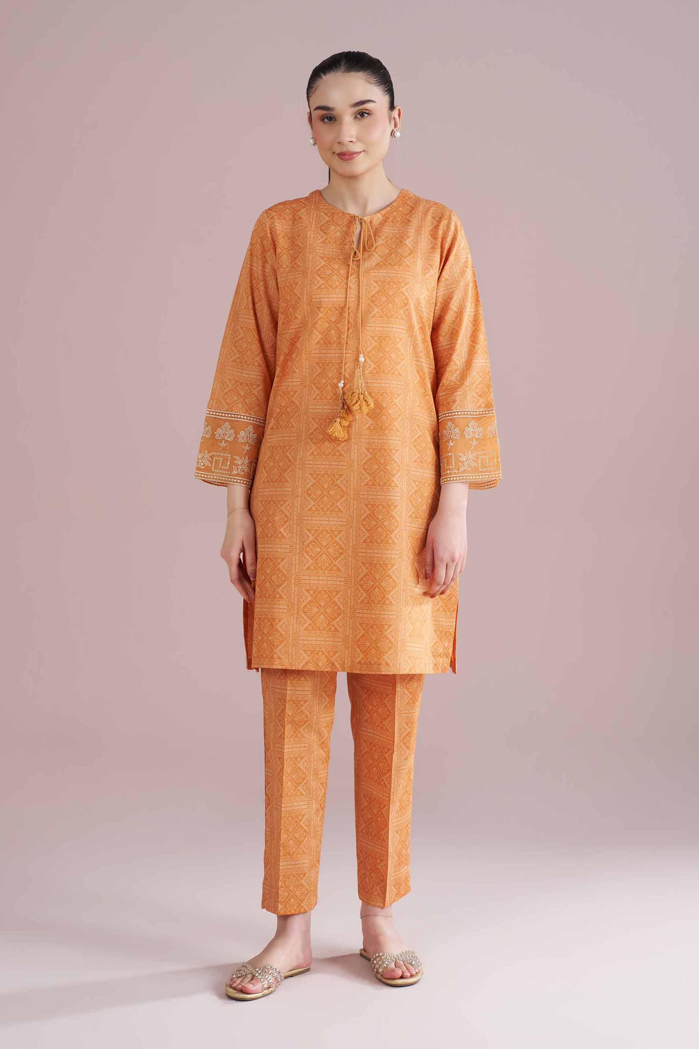 2 Piece - Printed Embroidered Suit - PE26-218 - Image 4