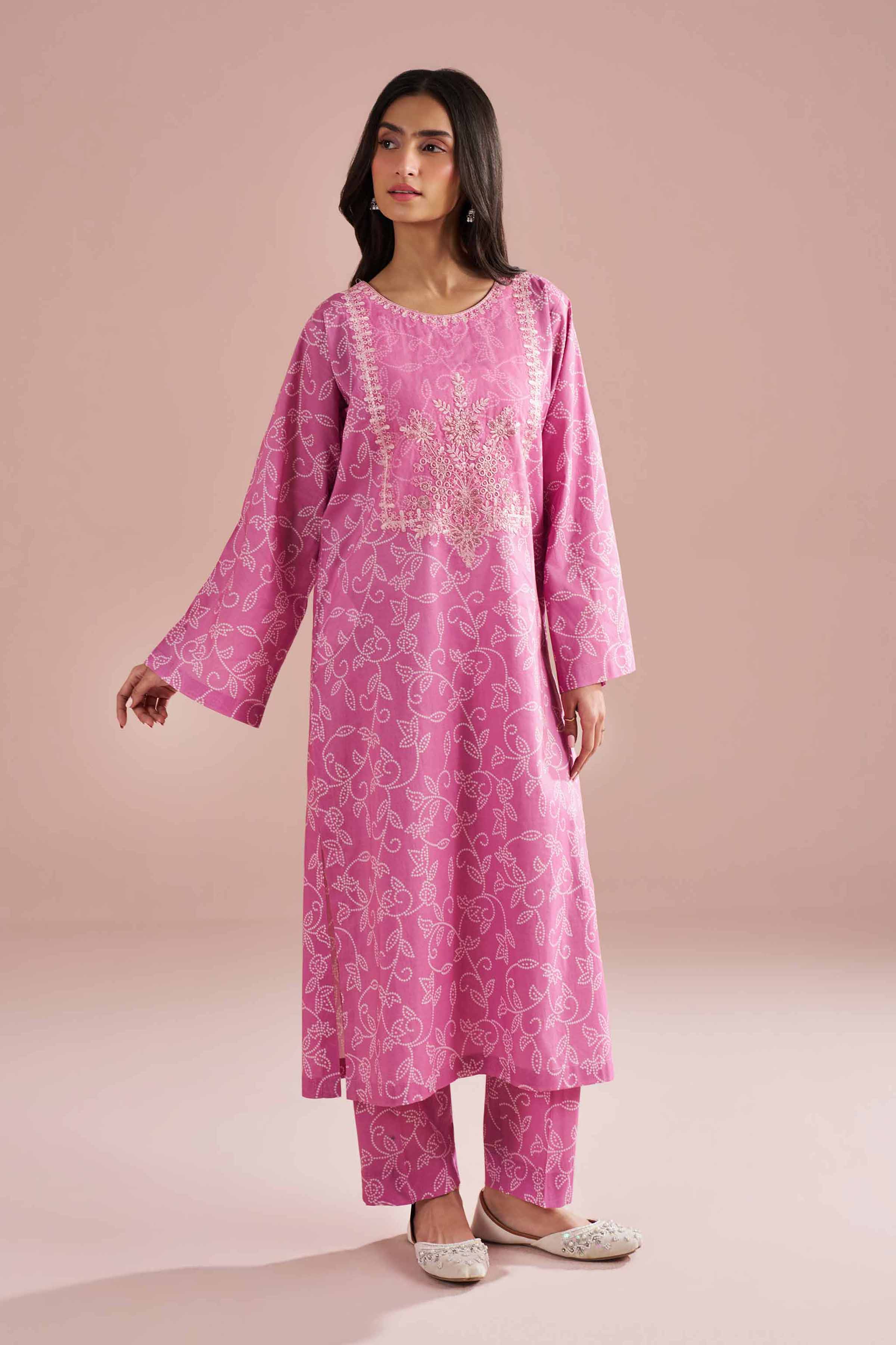 2 Piece - Printed Embroidered Suit - PE26-219