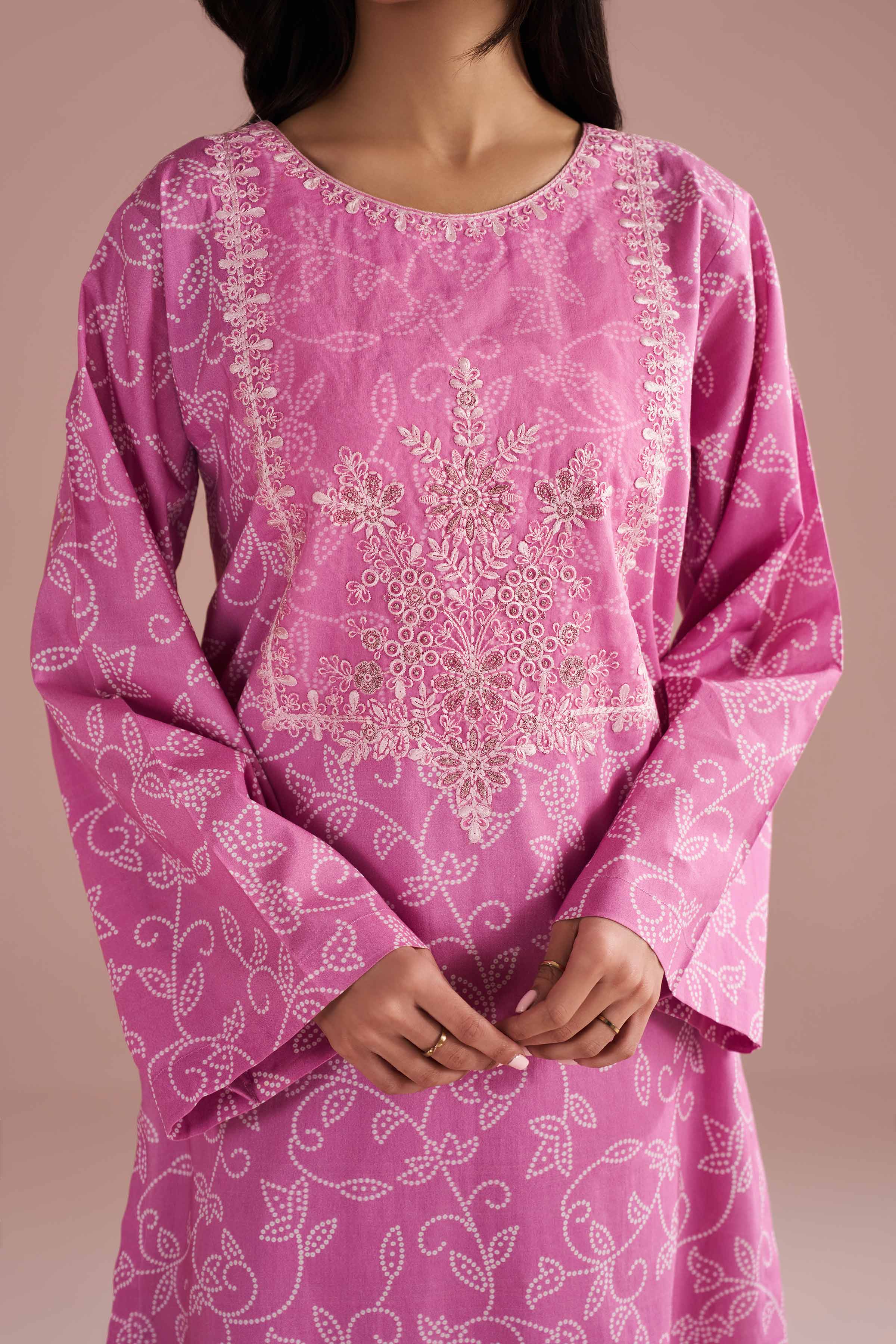2 Piece - Printed Embroidered Suit - PE26-219 - Image 4