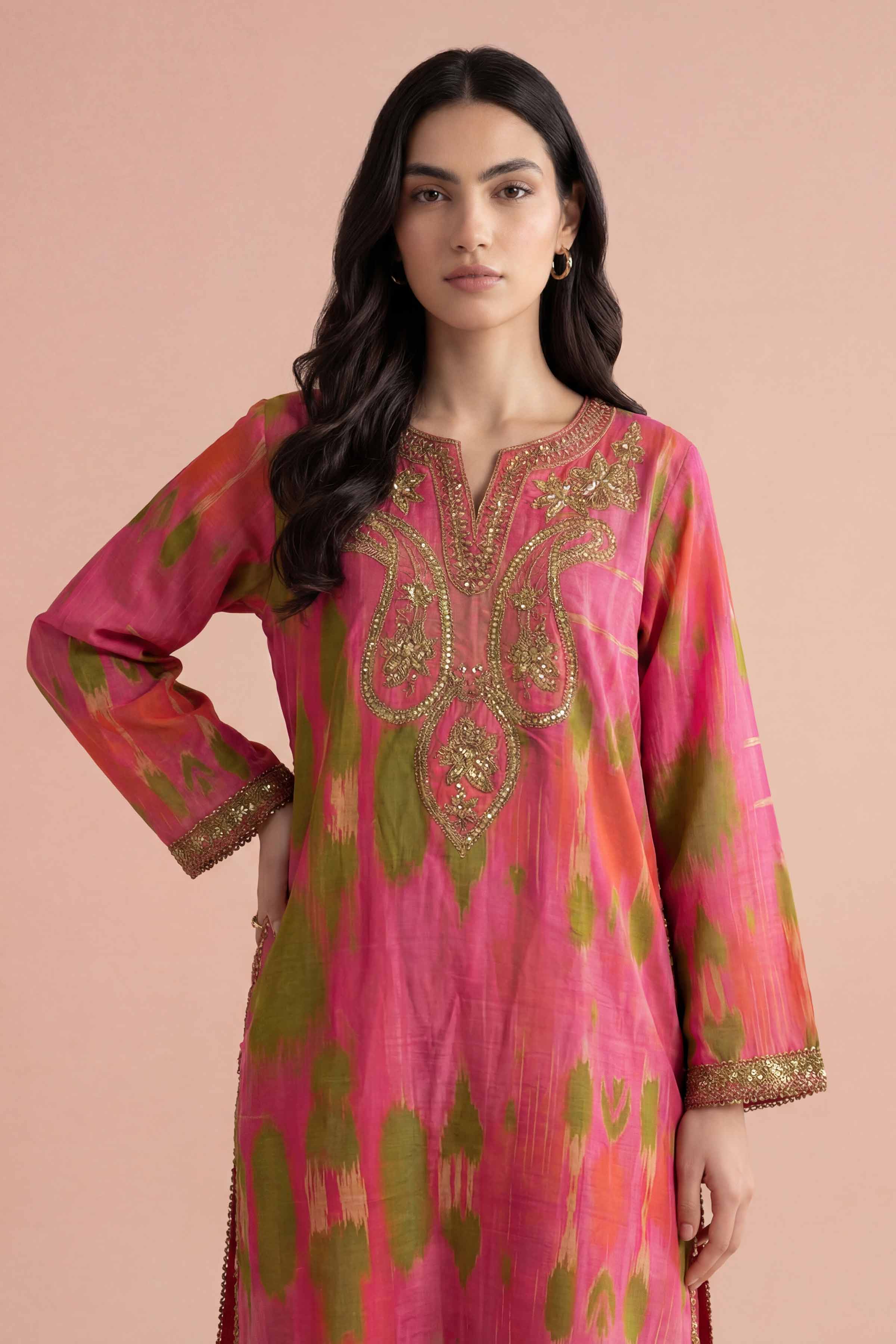 2 Piece - Printed Embroidered Suit - PE26-226 - Image 2