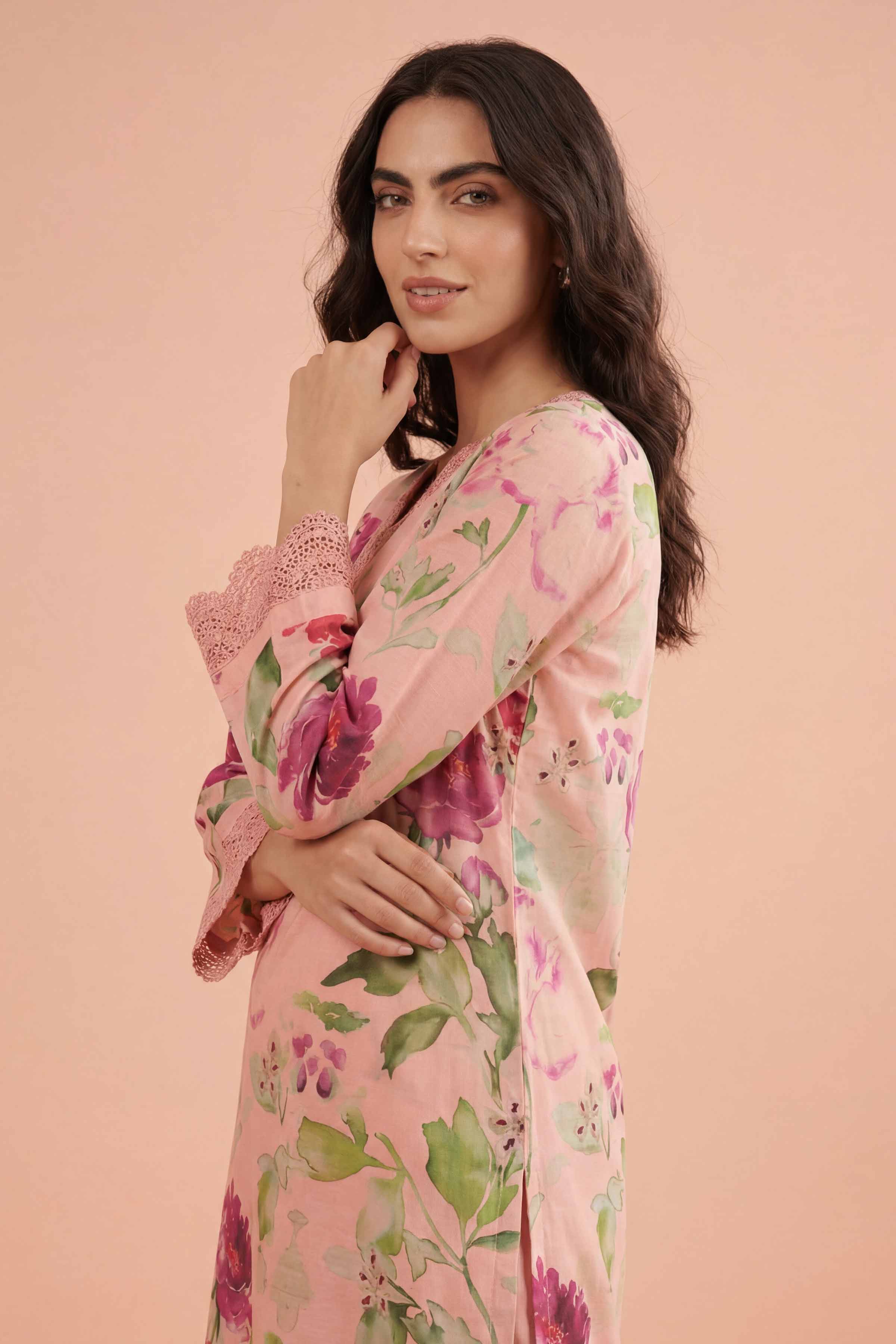 2 Piece - Printed Embroidered Suit - PE26-228 - Image 2