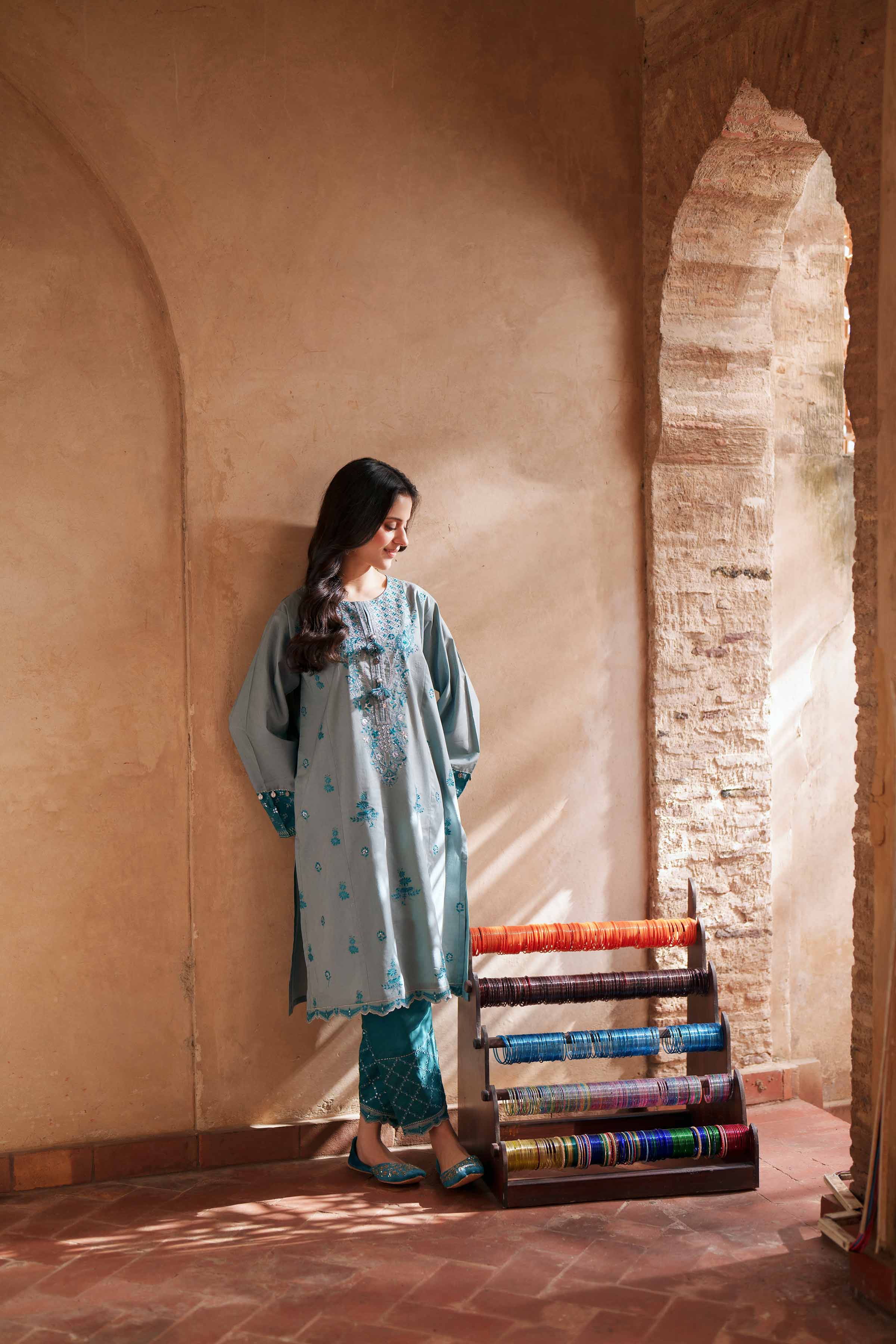 2 Piece - Embroidered Suit - PE26-236 - Image 3
