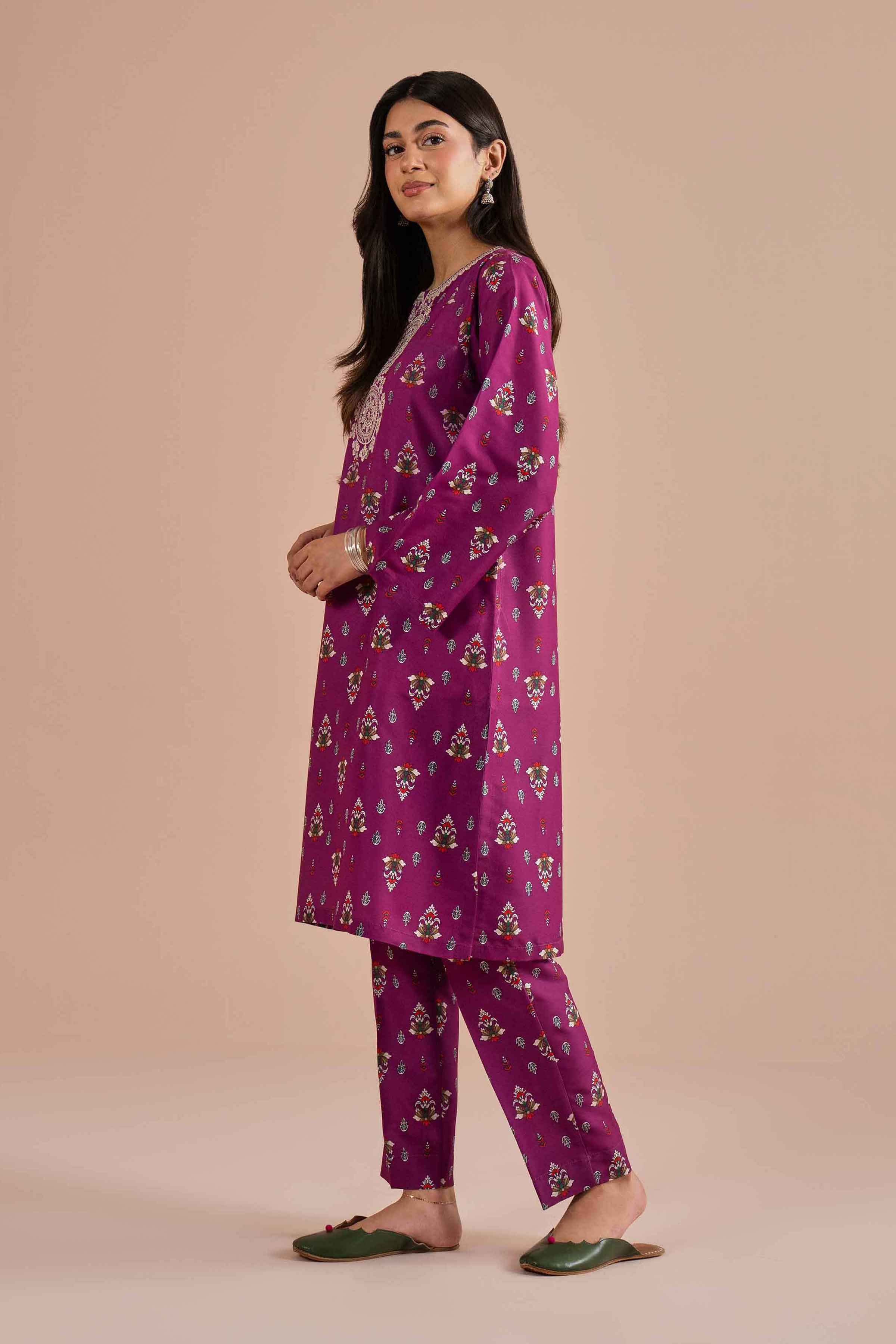 2 Piece - Printed Embroidered Suit - PE26-24 - Image 4