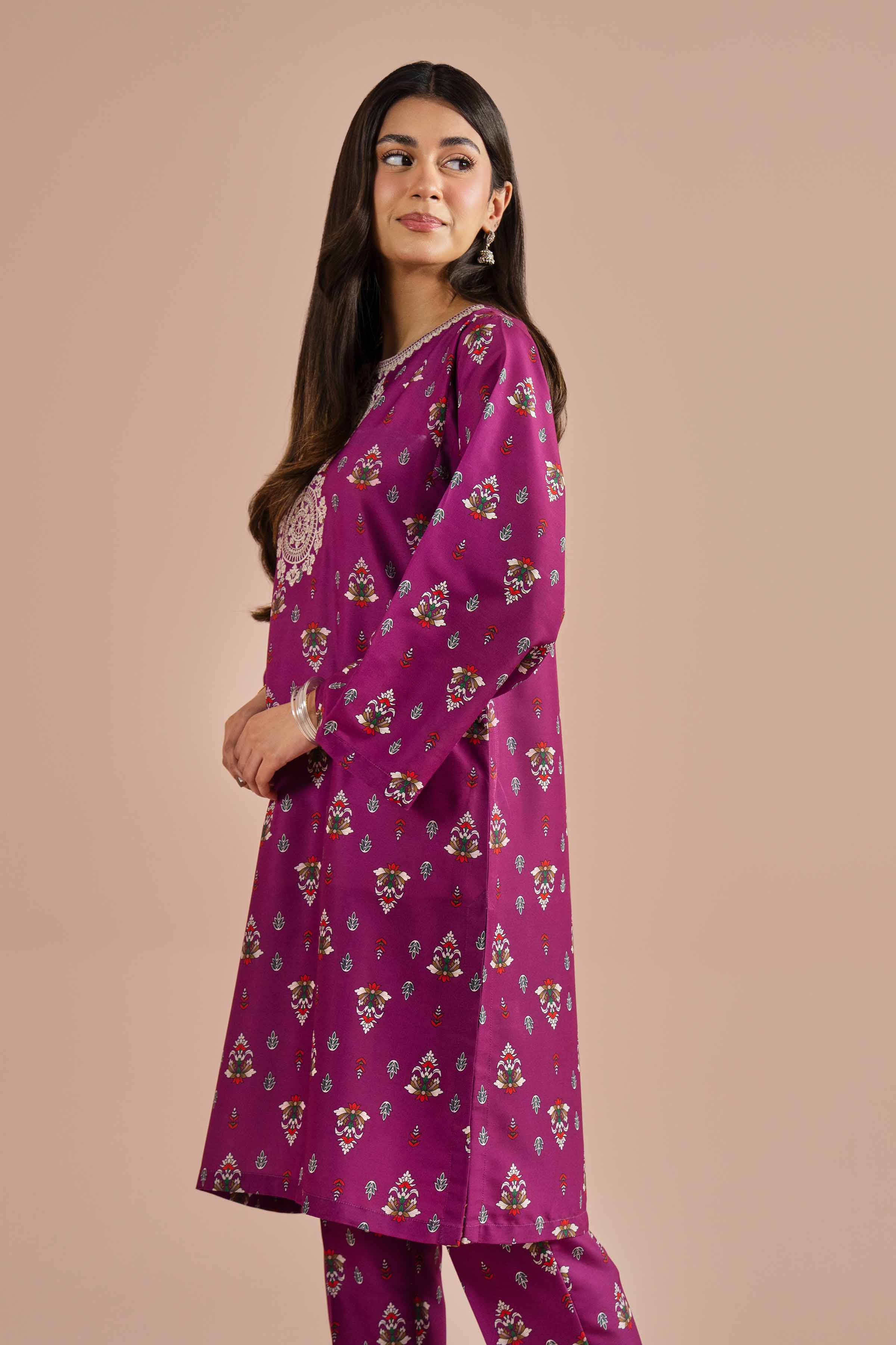 2 Piece - Printed Embroidered Suit - PE26-24 - Image 5