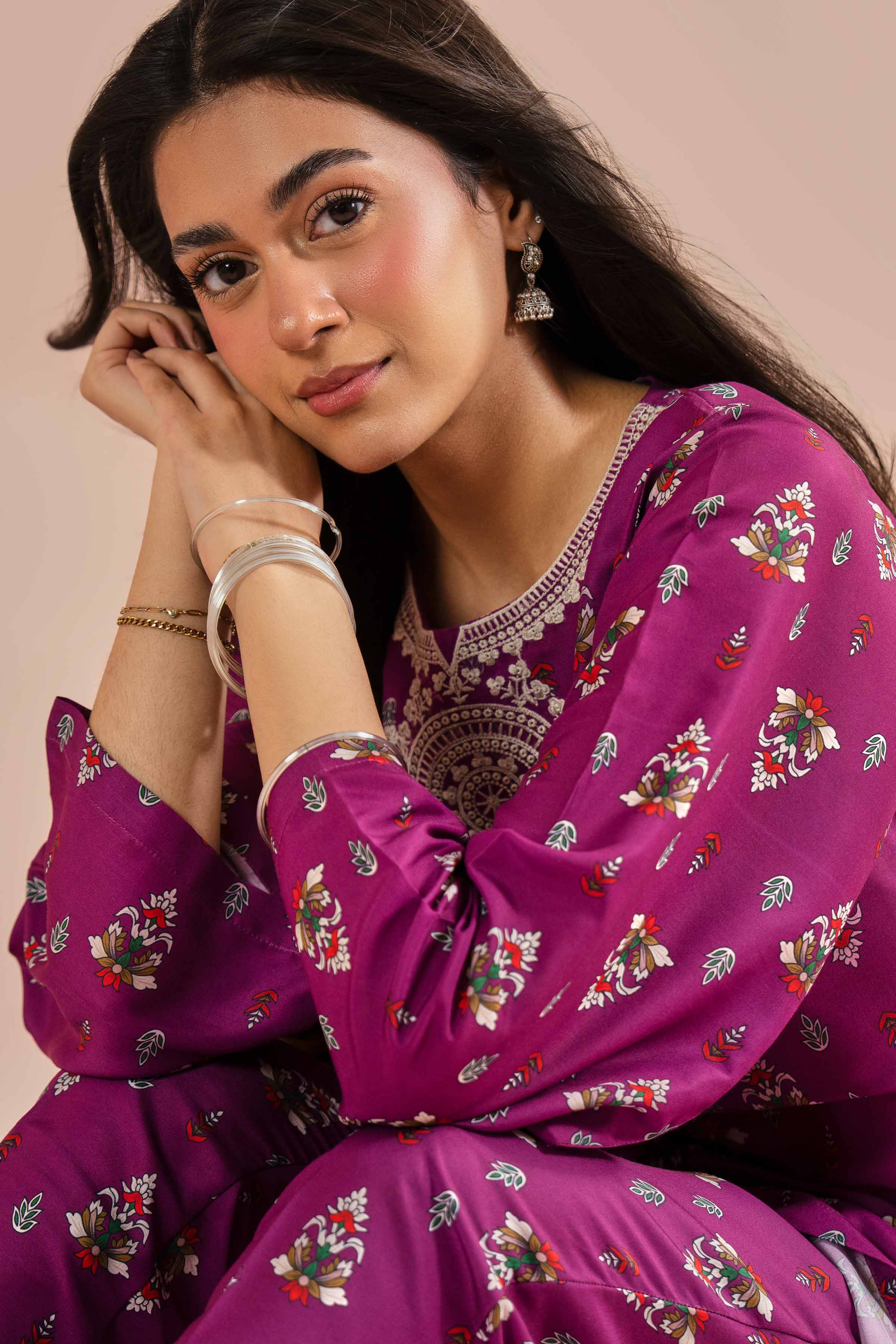 2 Piece - Printed Embroidered Suit - PE26-24 - Image 6