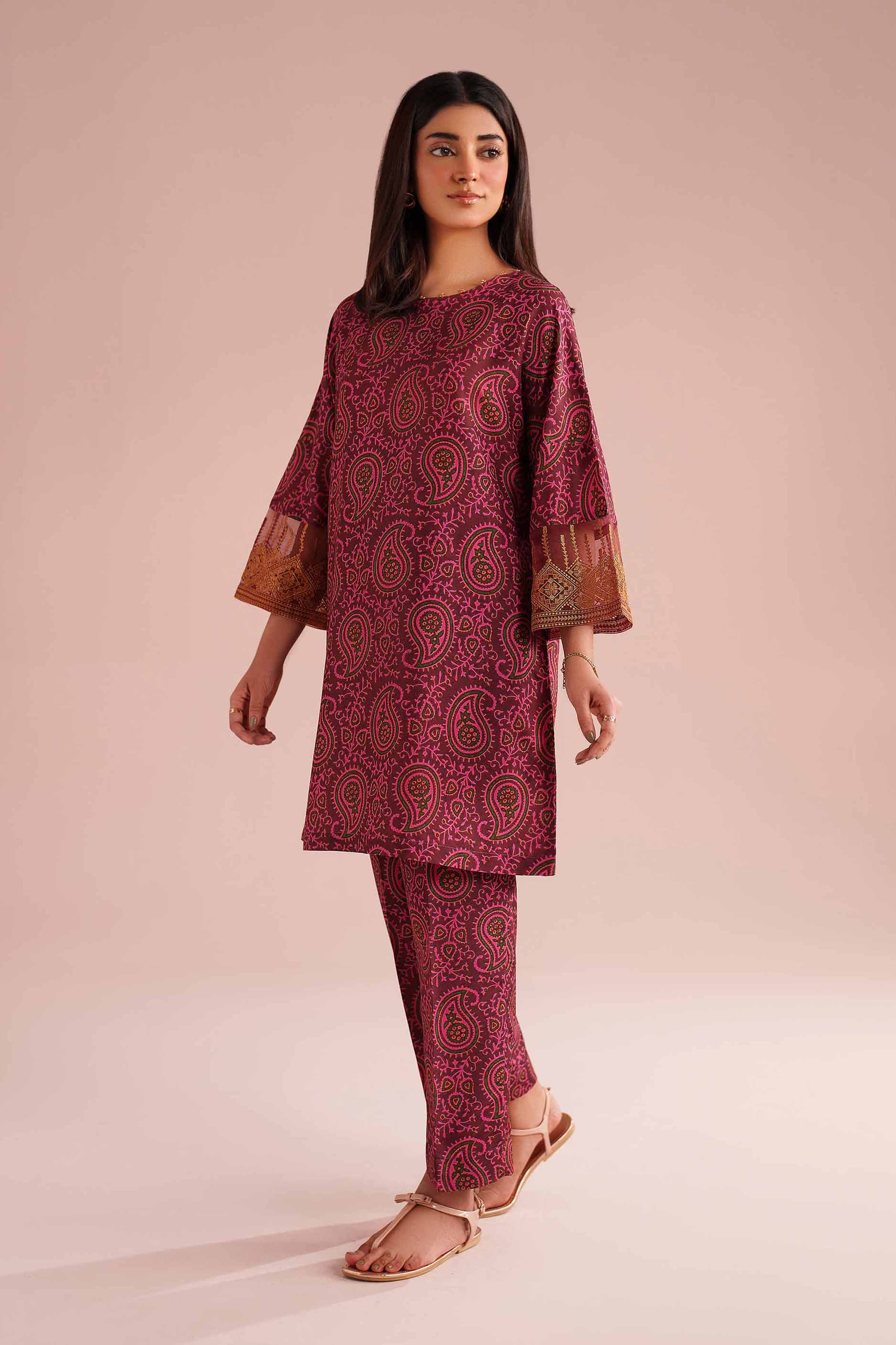 2 Piece - Printed Embroidered Suit - PE26-25 - Image 2