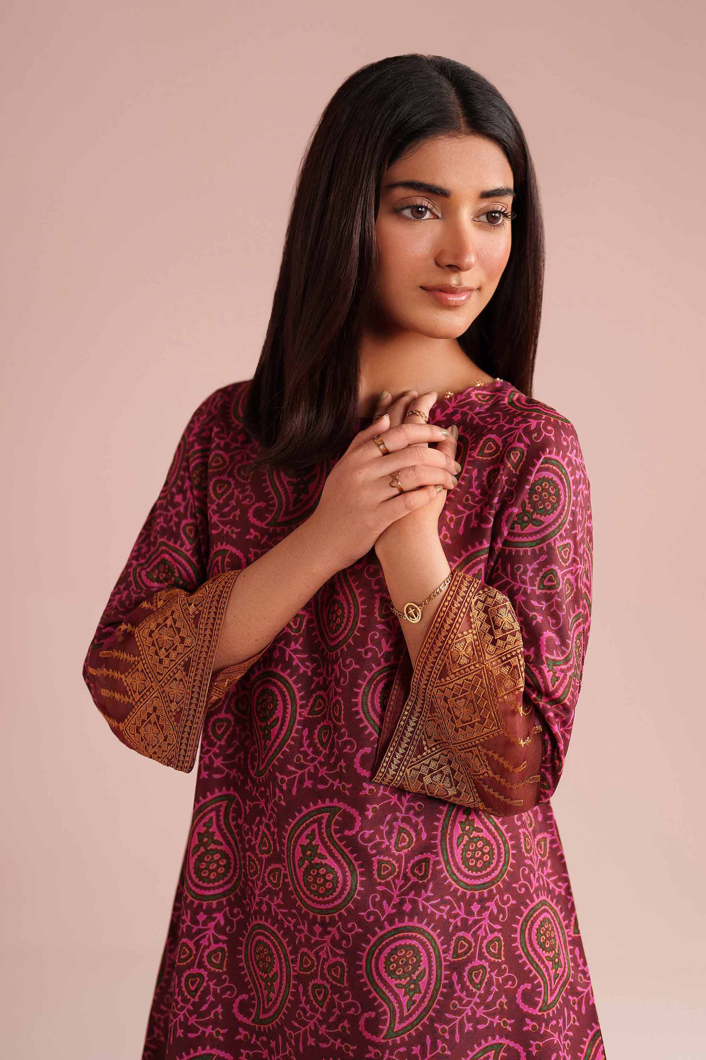 2 Piece - Printed Embroidered Suit - PE26-25 - Image 7