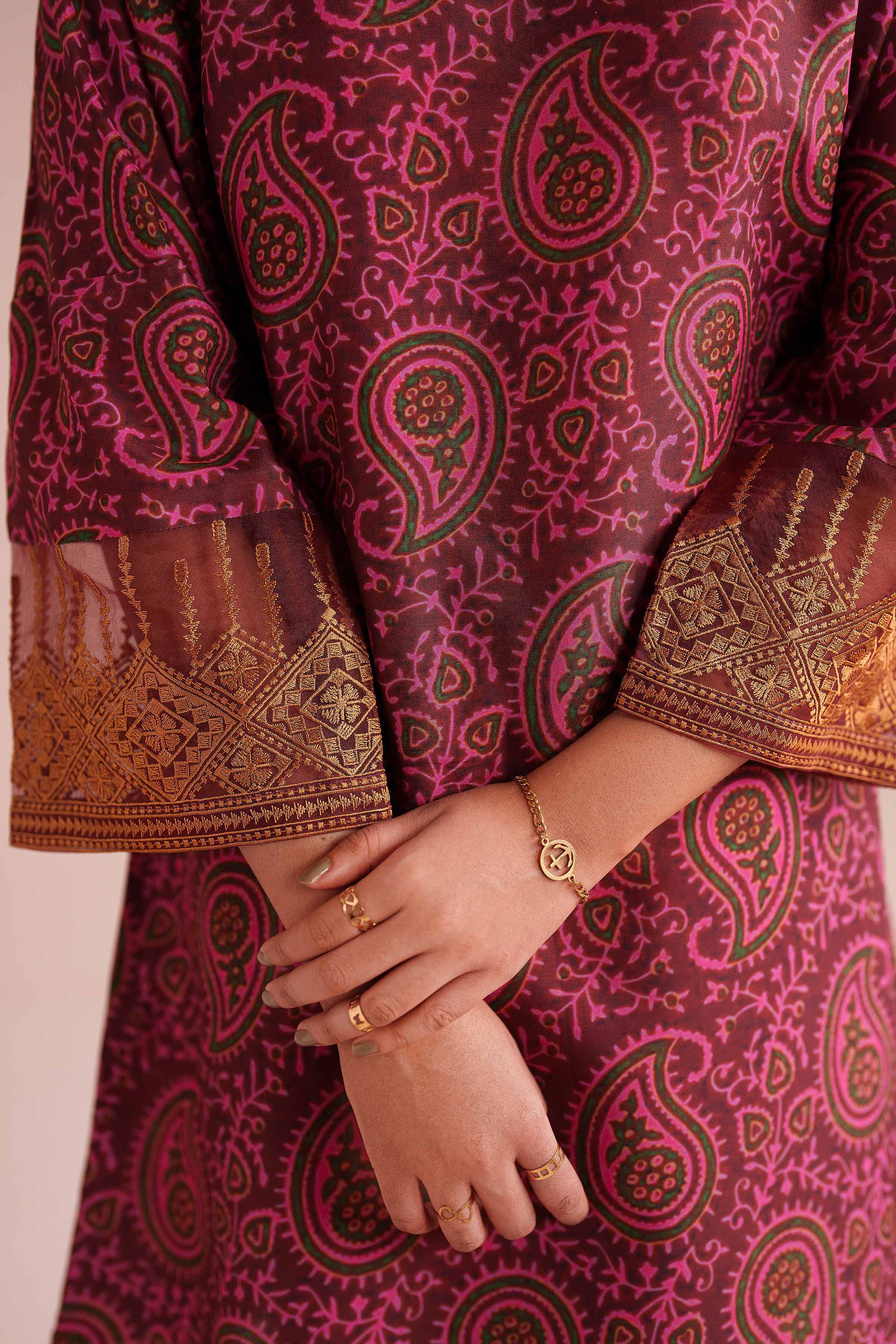2 Piece - Printed Embroidered Suit - PE26-25 - Image 8